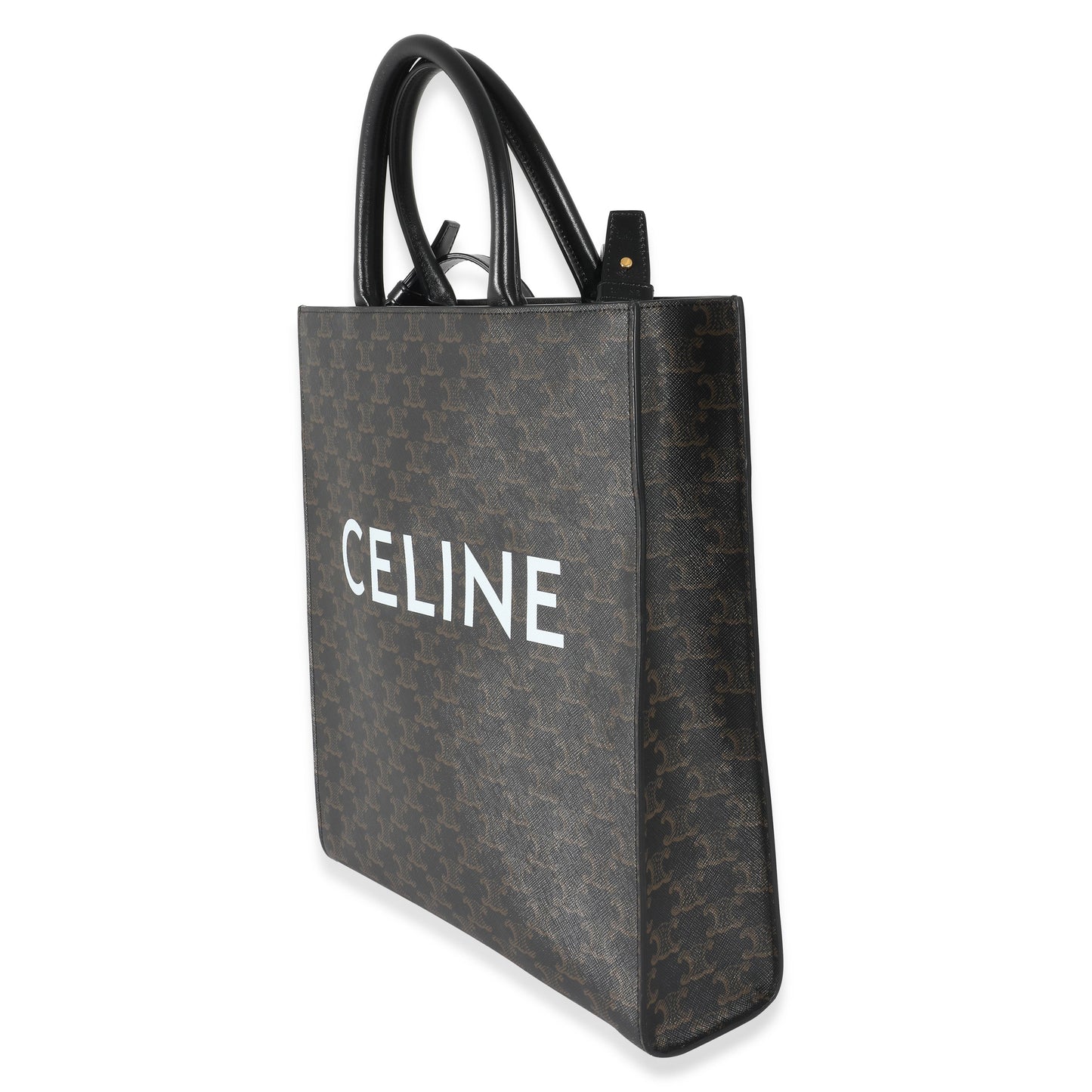 CELINE Black Triomphe Canvas Medium Vertical Cabas Tote