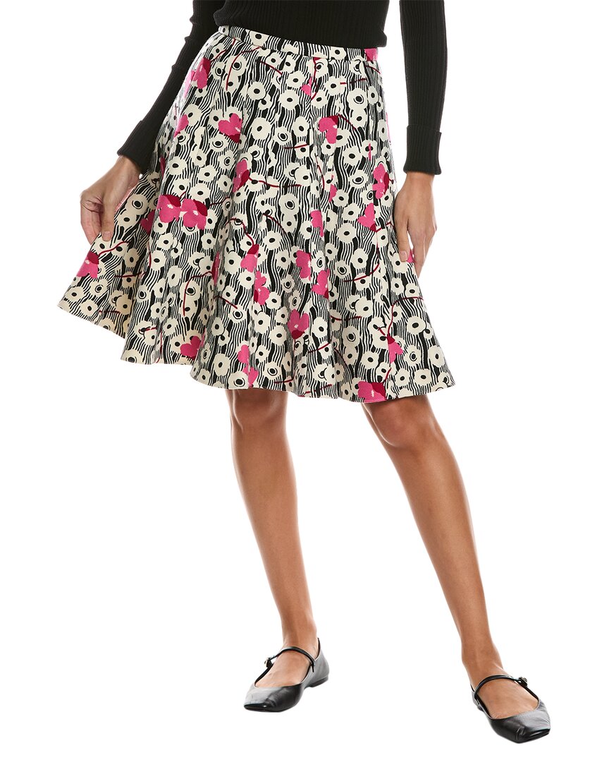 Valentino Printed Wool Skirt White