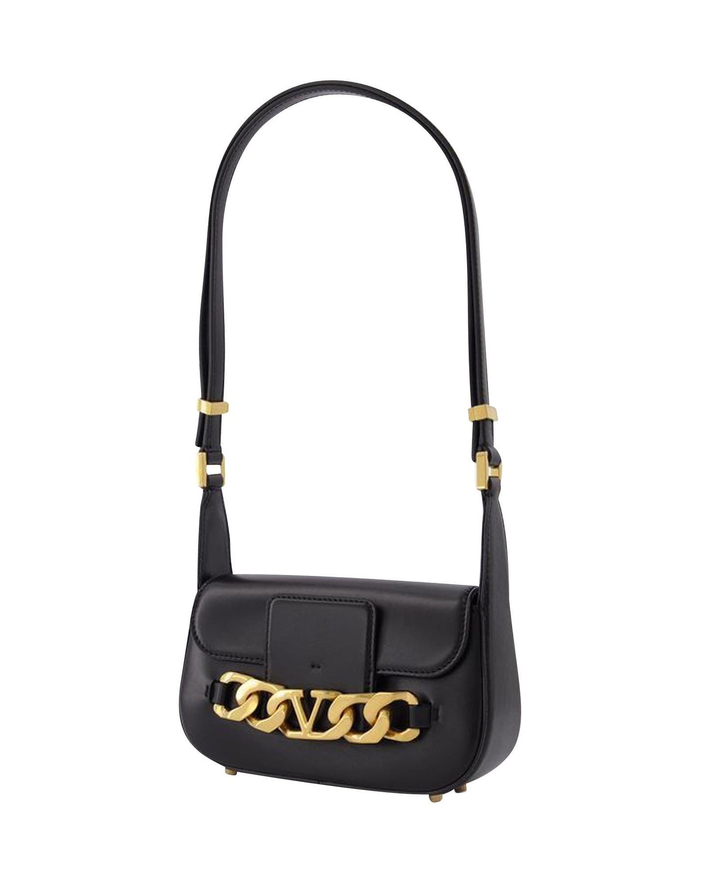 Valentino Garavani Roman Stud Shoulder Bag Chain Detail Women Black Handbags