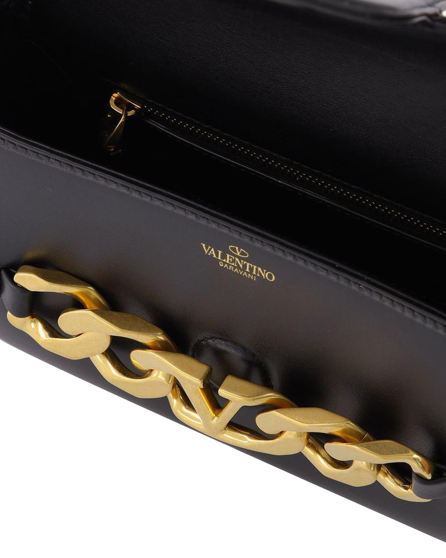 Valentino Garavani Roman Stud Shoulder Bag Chain Detail Women Black Handbags