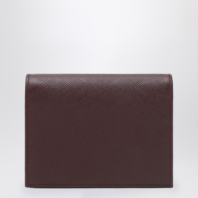 Prada Burgundy Saffiano Leather Small Wallet Women