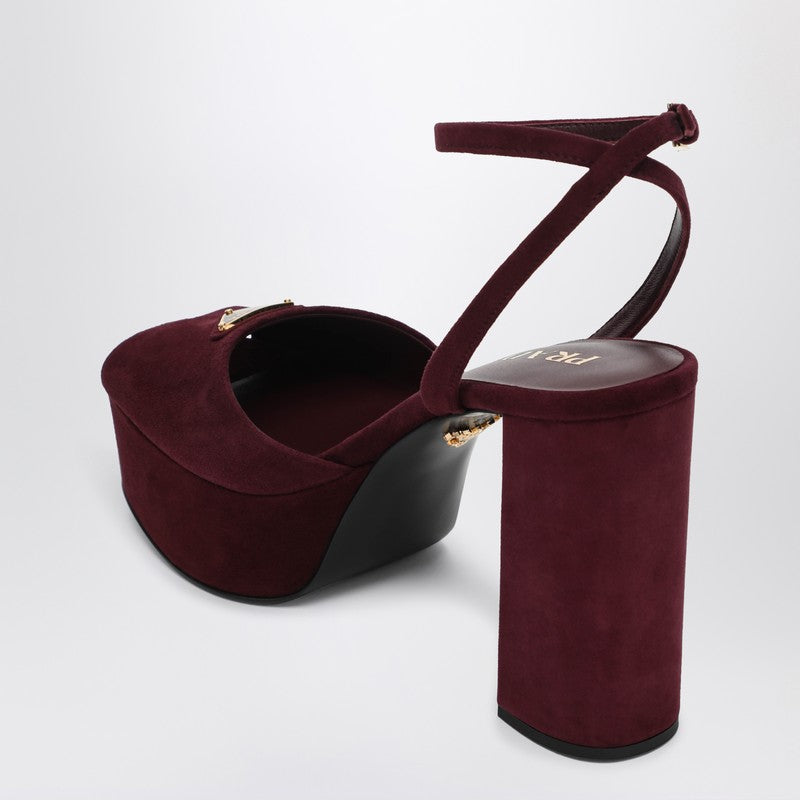 Prada Sandali Plateau In Suede Bordeaux Women