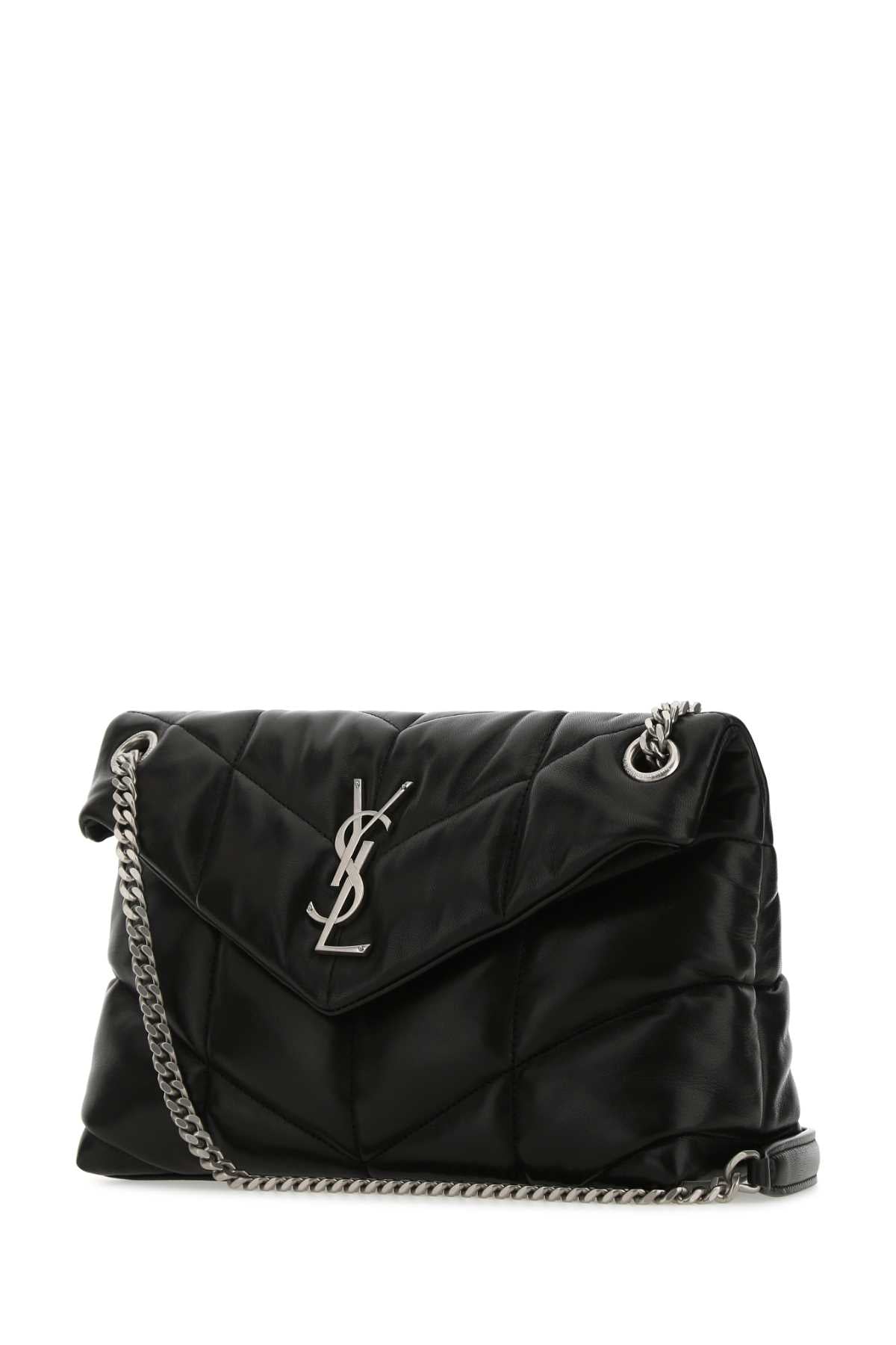 Saint Laurent Women Black Nappa Leather Small Puffer Shoulder Bag