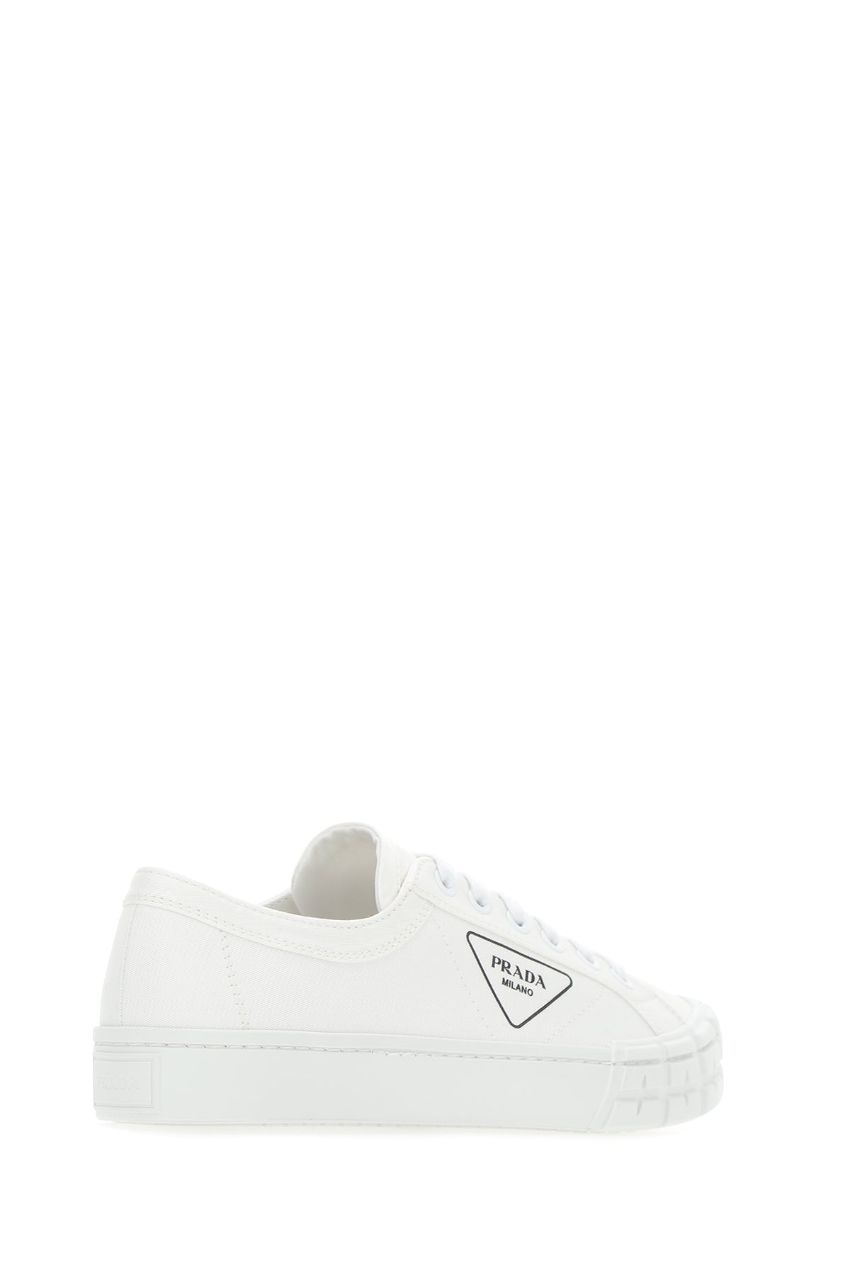 Prada Men White Gabardine Wheel Sneakers