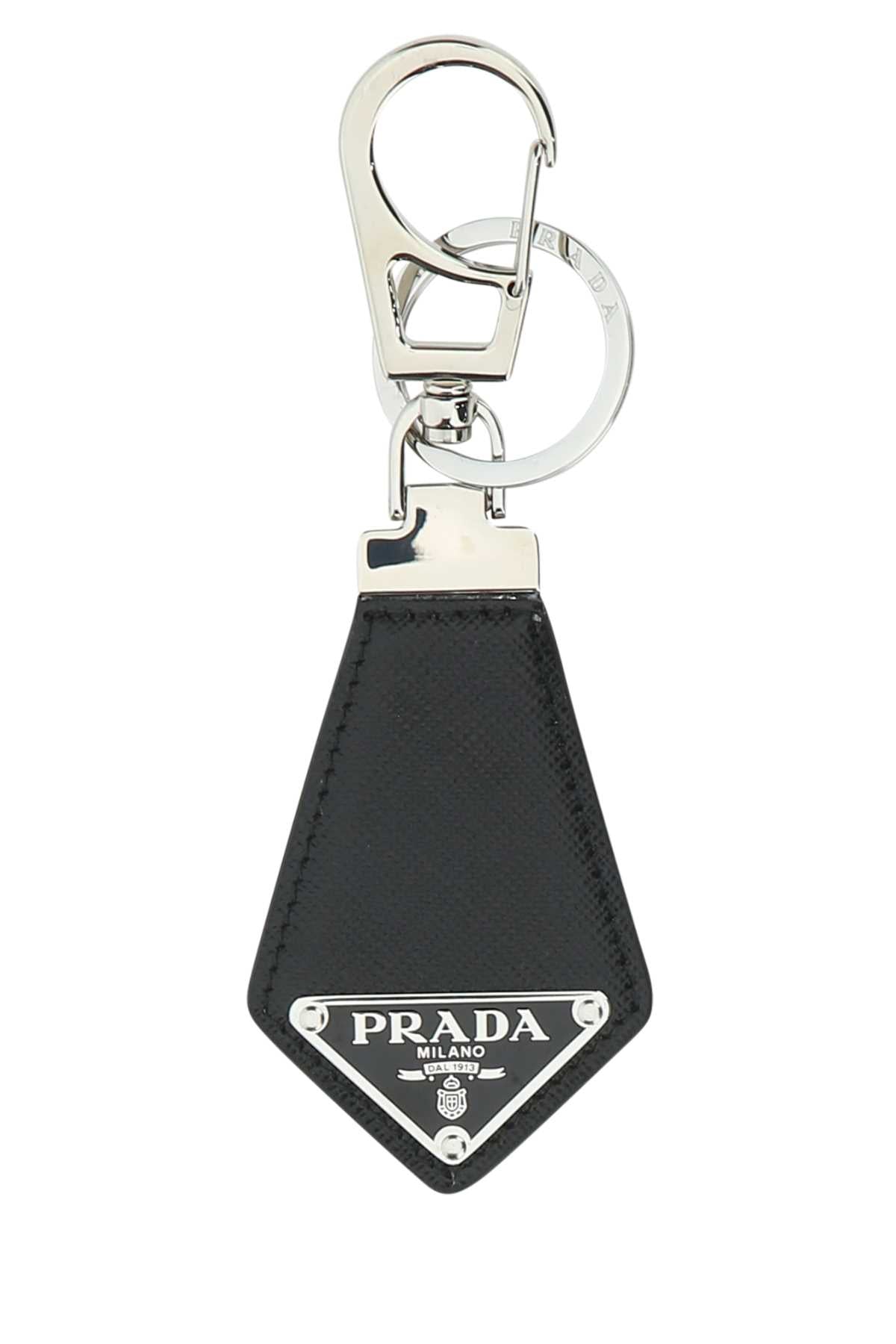 Prada Men Black Leather Key Ring