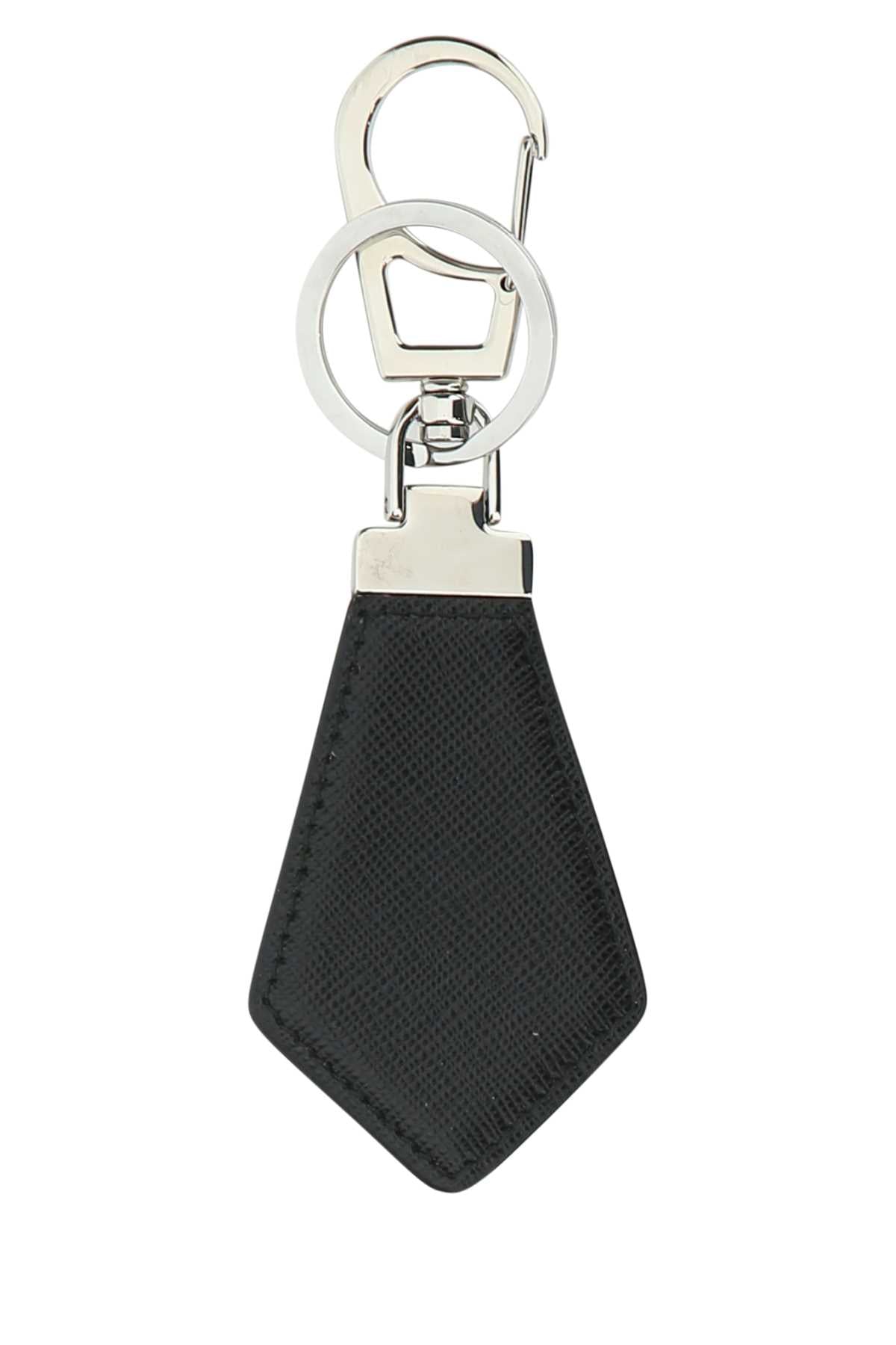 Prada Men Black Leather Key Ring