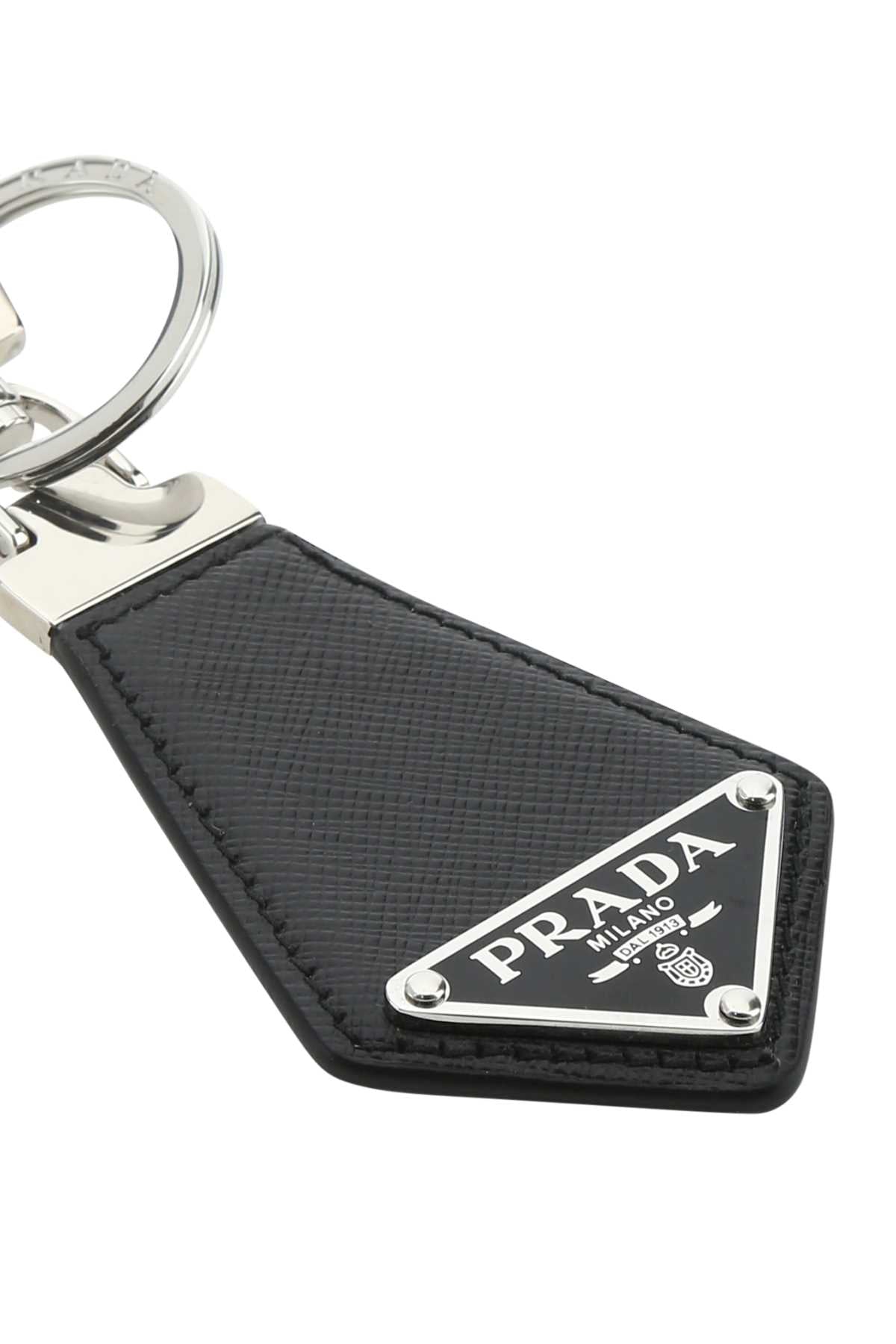 Prada Men Black Leather Key Ring