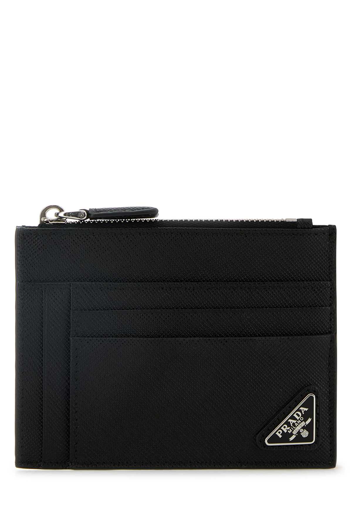 Prada Men Black Leather Card Holder