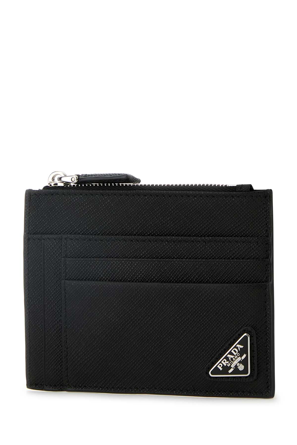 Prada Men Black Leather Card Holder