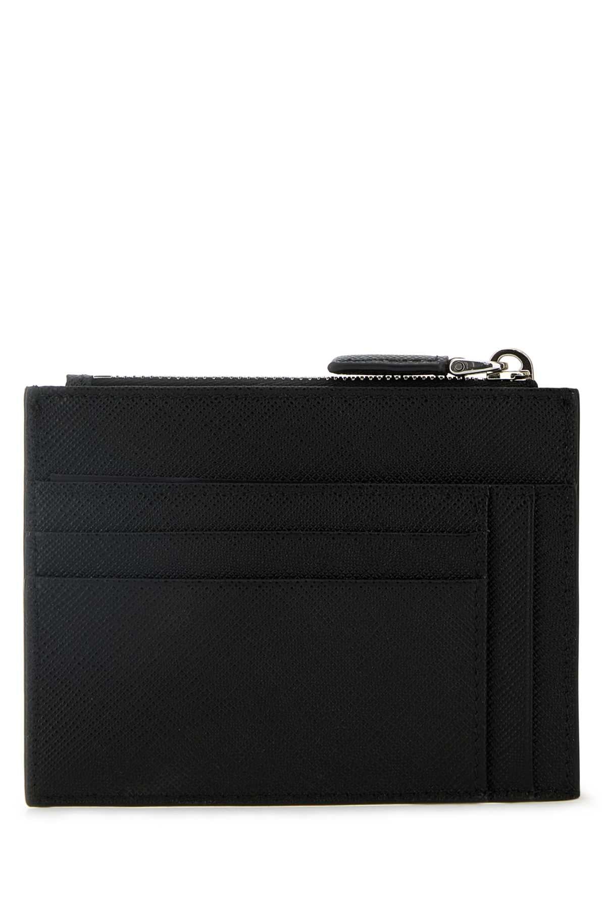Prada Men Black Leather Card Holder