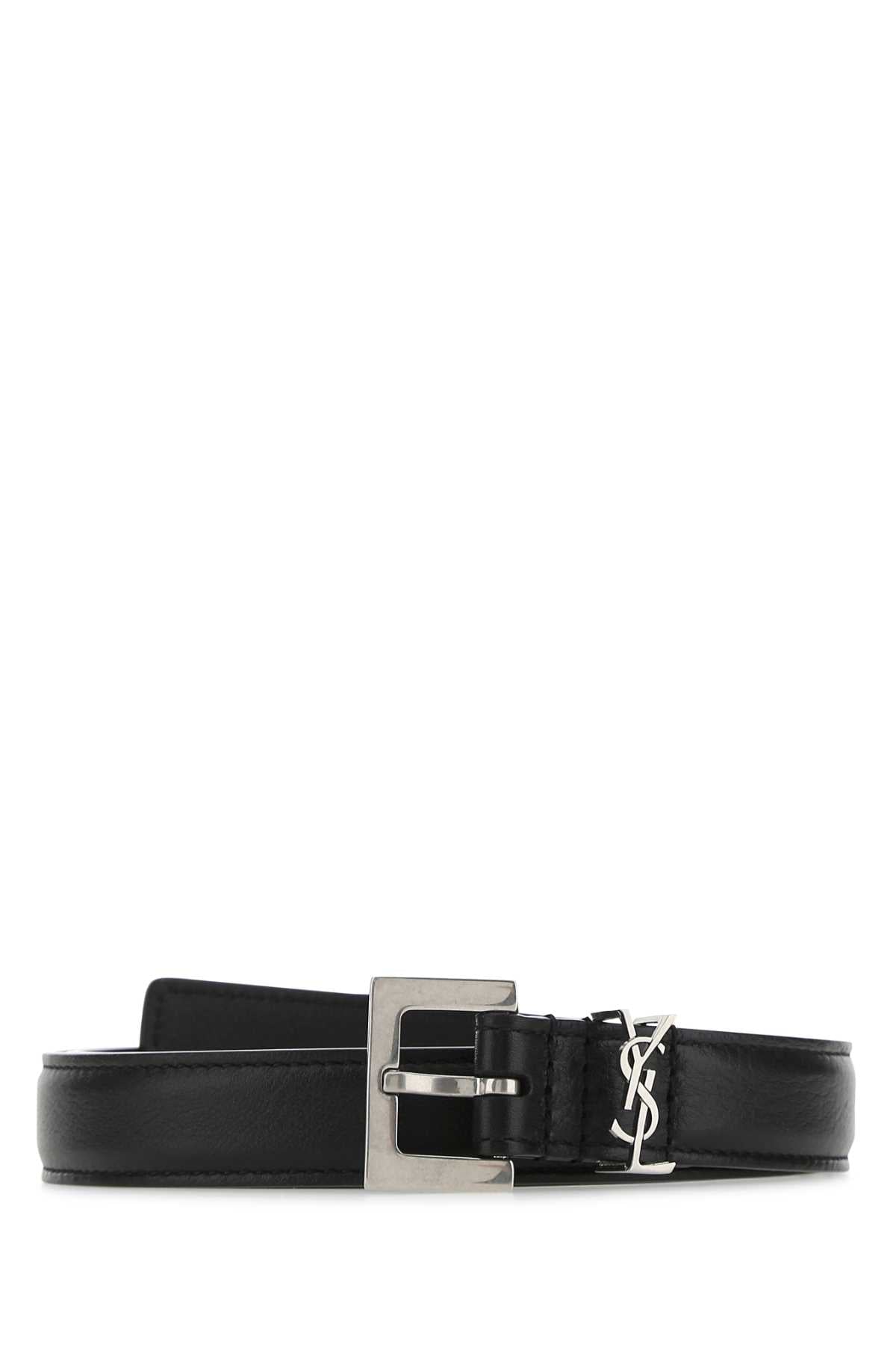 Saint Laurent Women Black Leather Belt