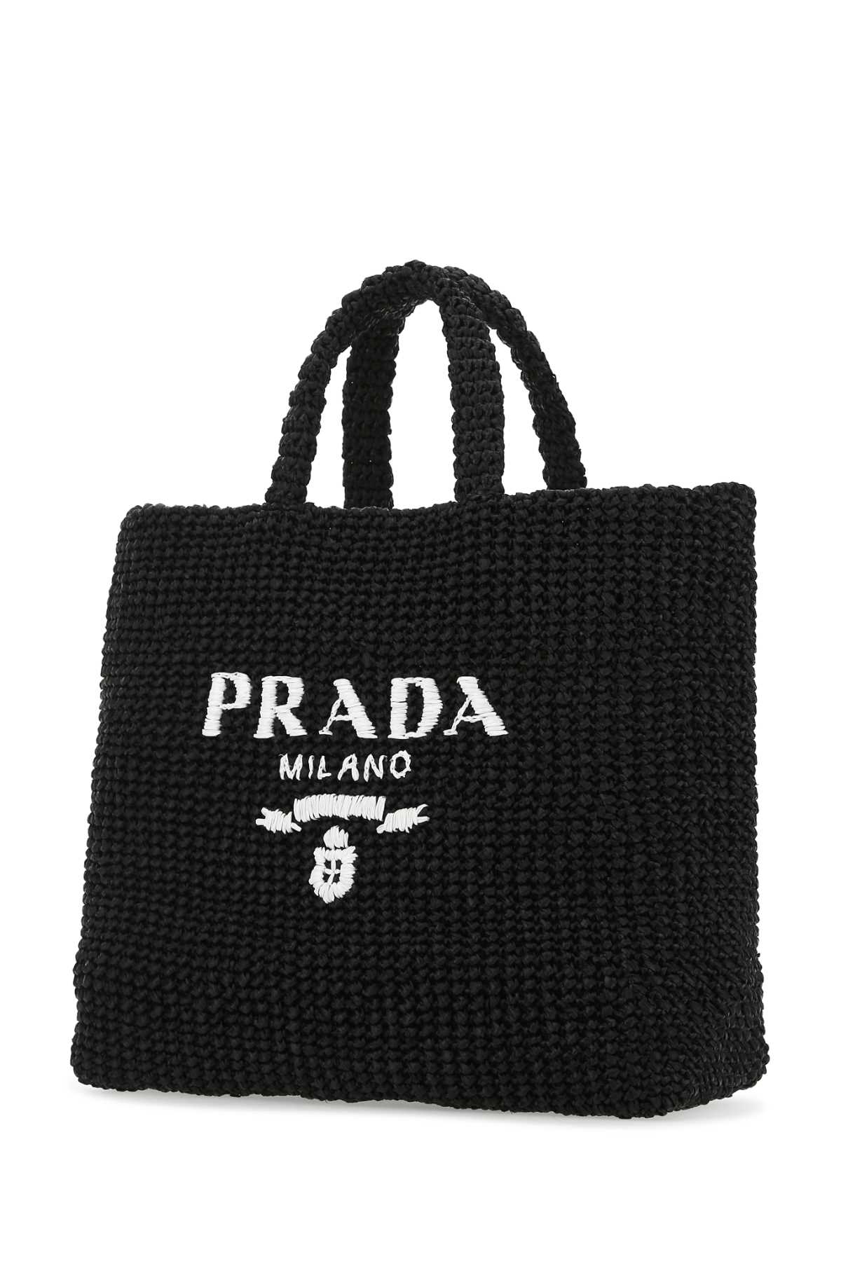 Prada Women Black Raffia Shopping Bag