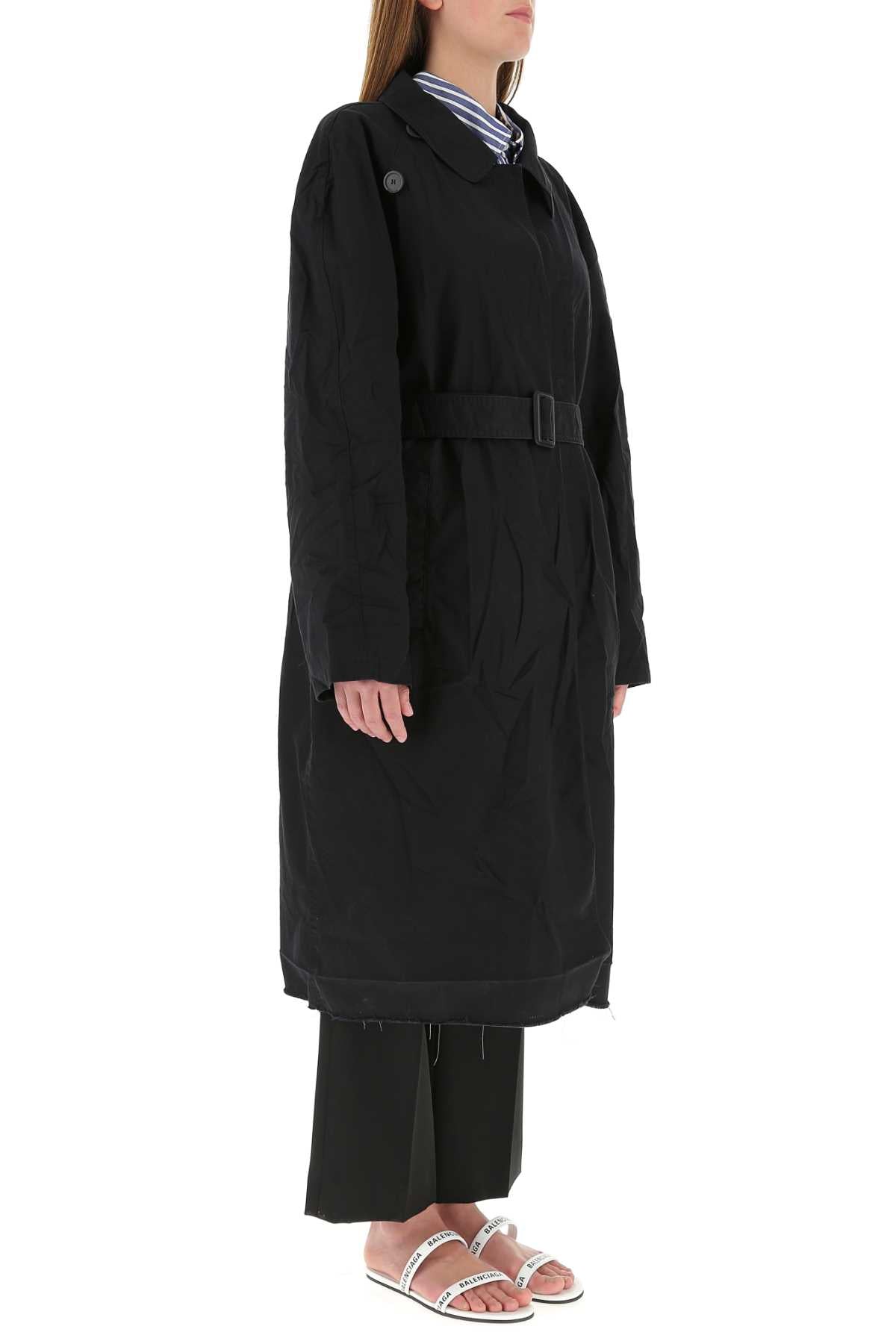 Balenciaga Women Midnight Blue Cotton Overcoat