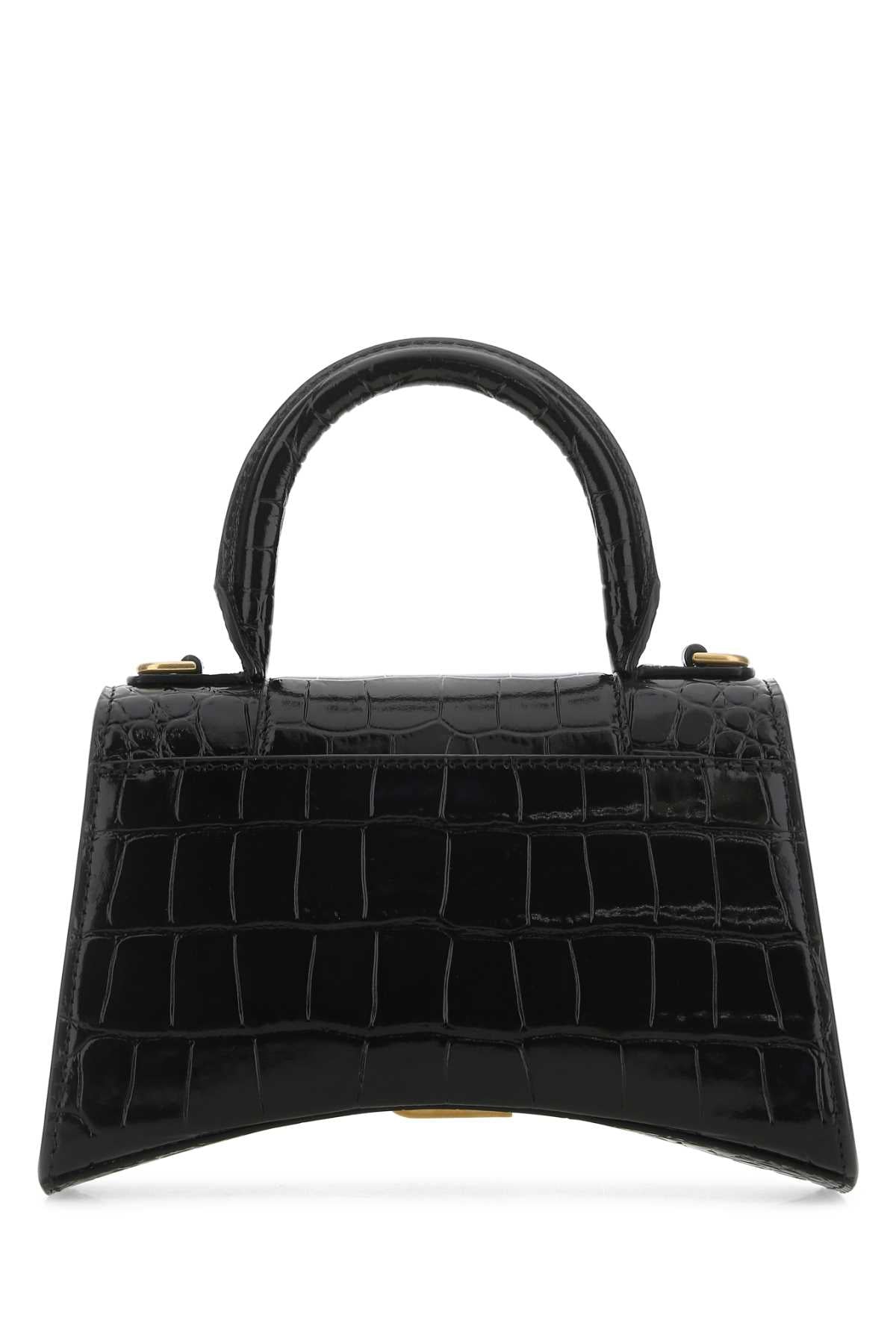 Balenciaga Women Black Leather Xs Hourglass Handbag