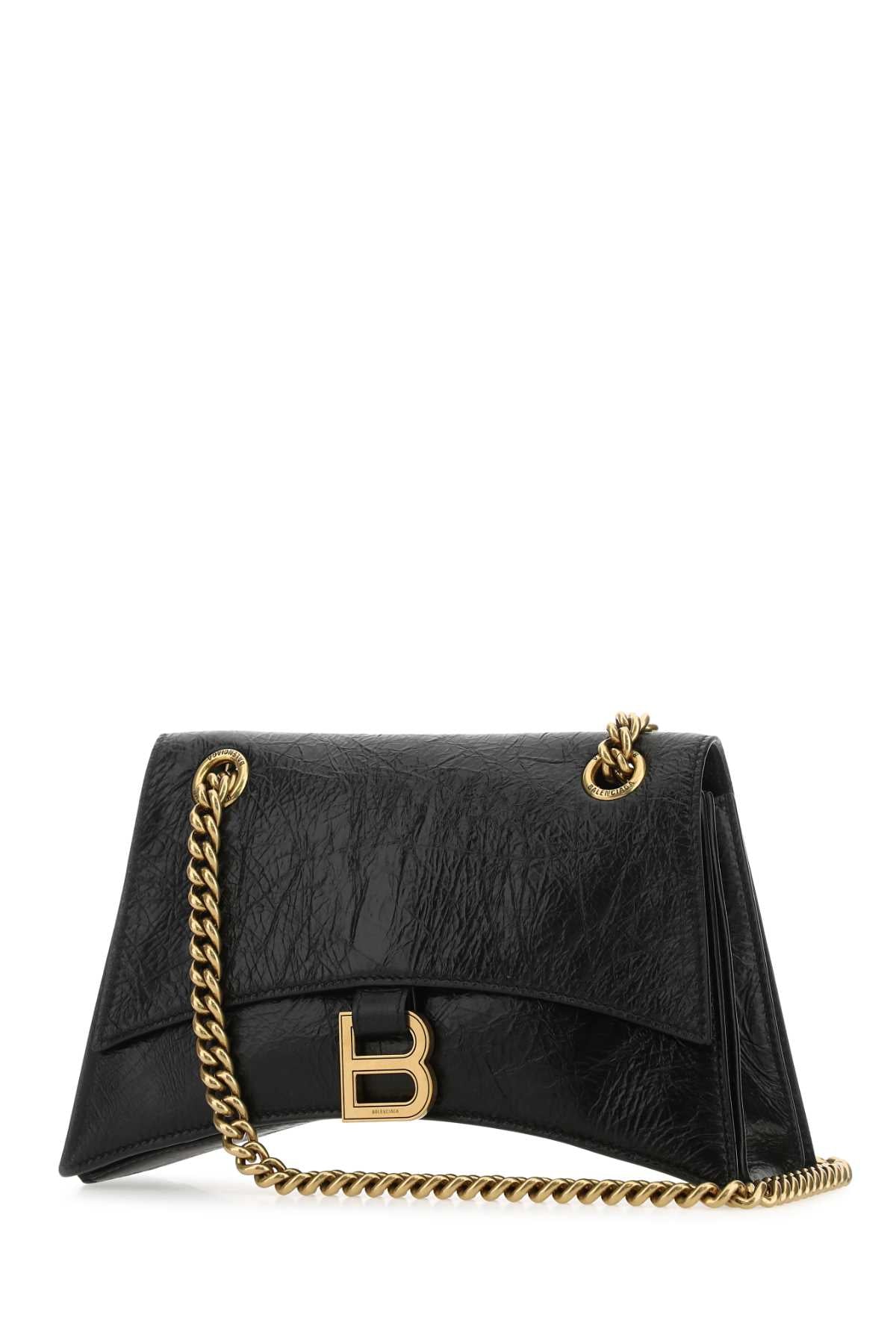 Balenciaga Women Black Leather Crush S Shoulder Bag
