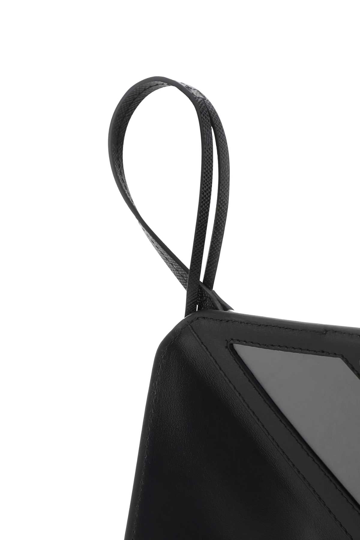 Prada Men Black Leather Name Tag
