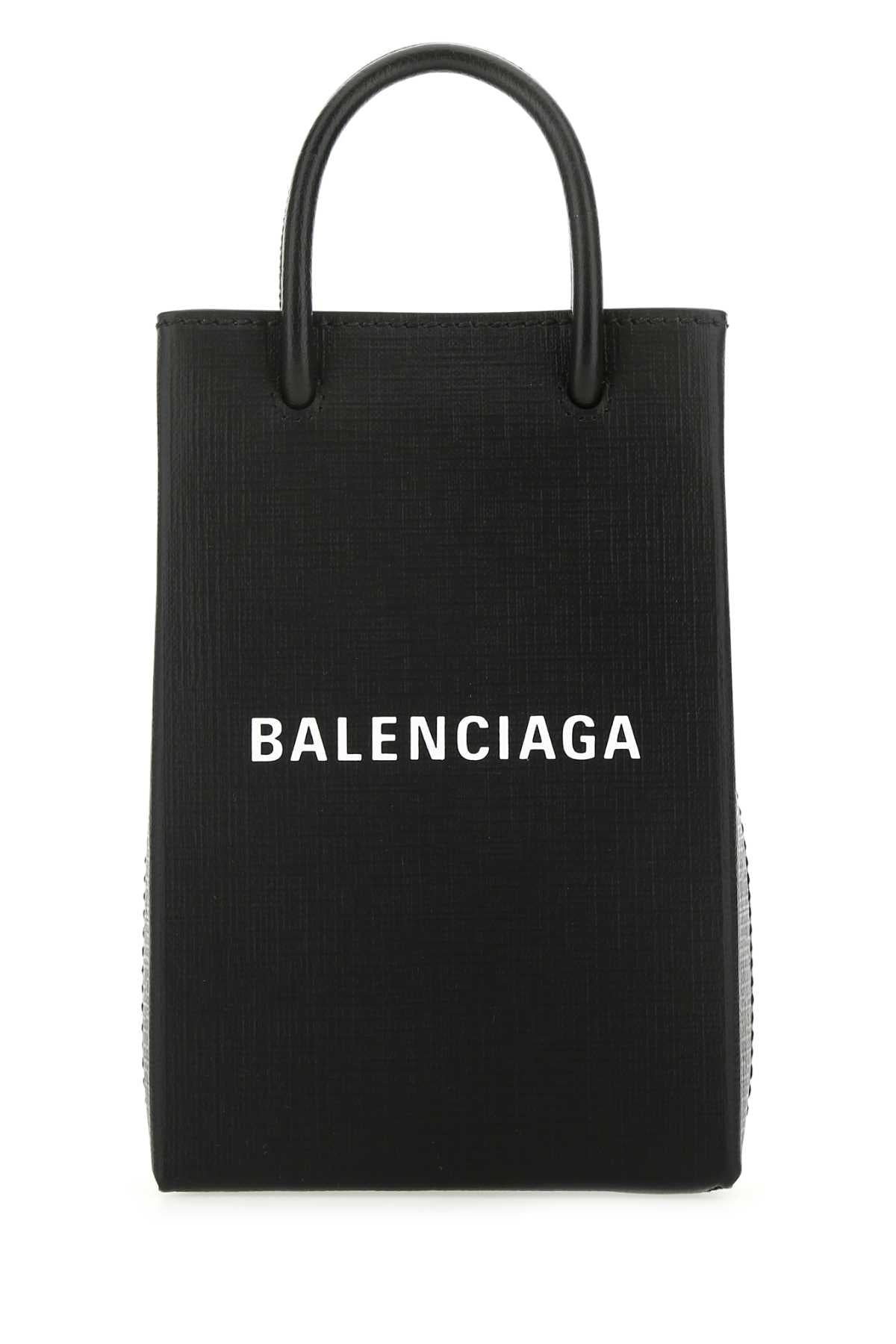 Balenciaga Women Black Leather Phone Case