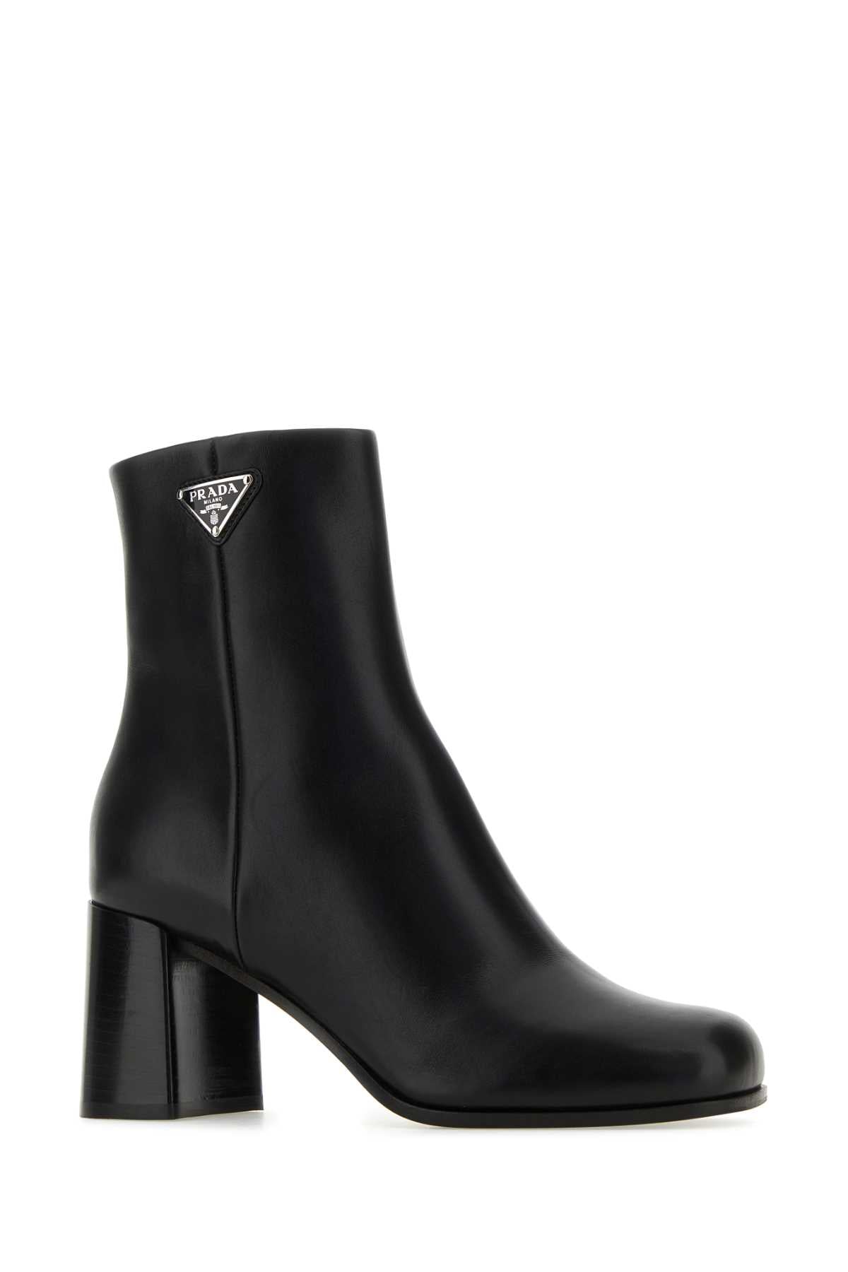 Prada Women Black Leather Ankle Boots