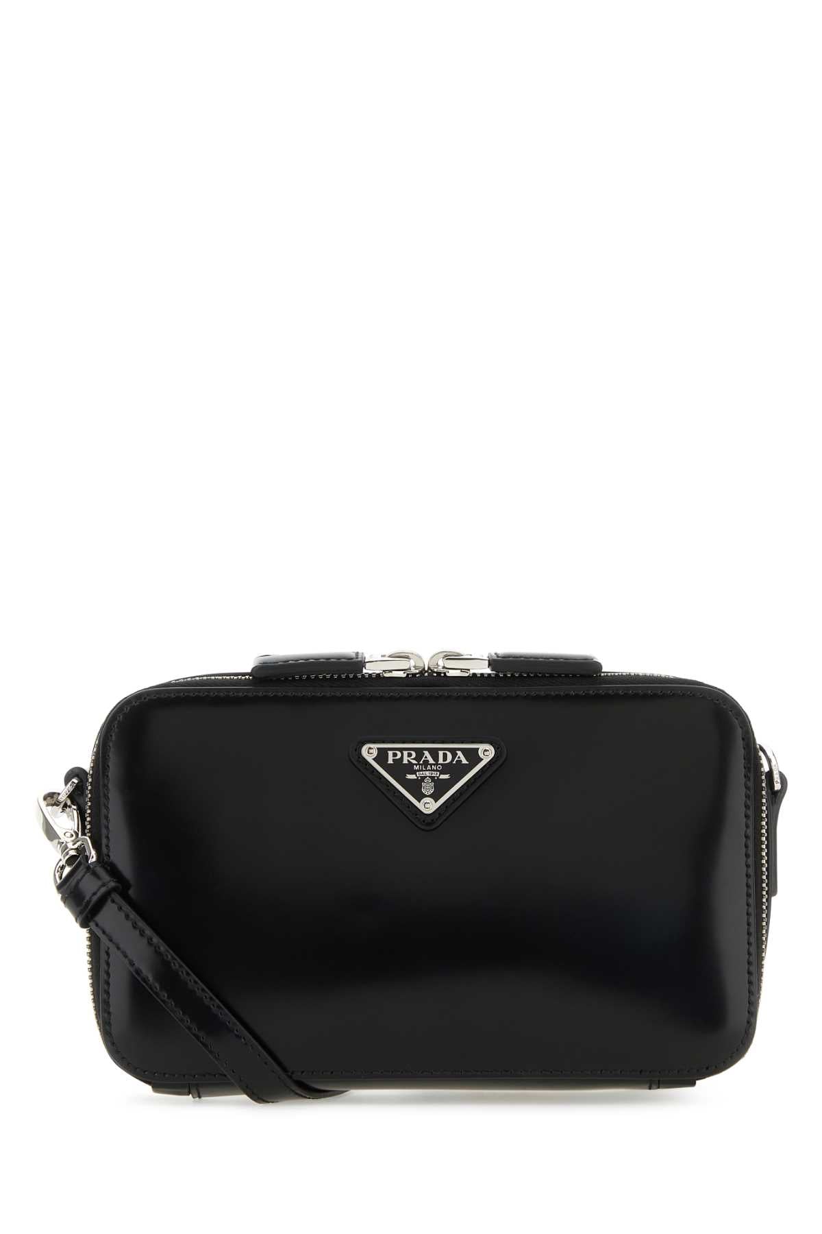 Prada Men Black Leather Brique Crossbody Bag