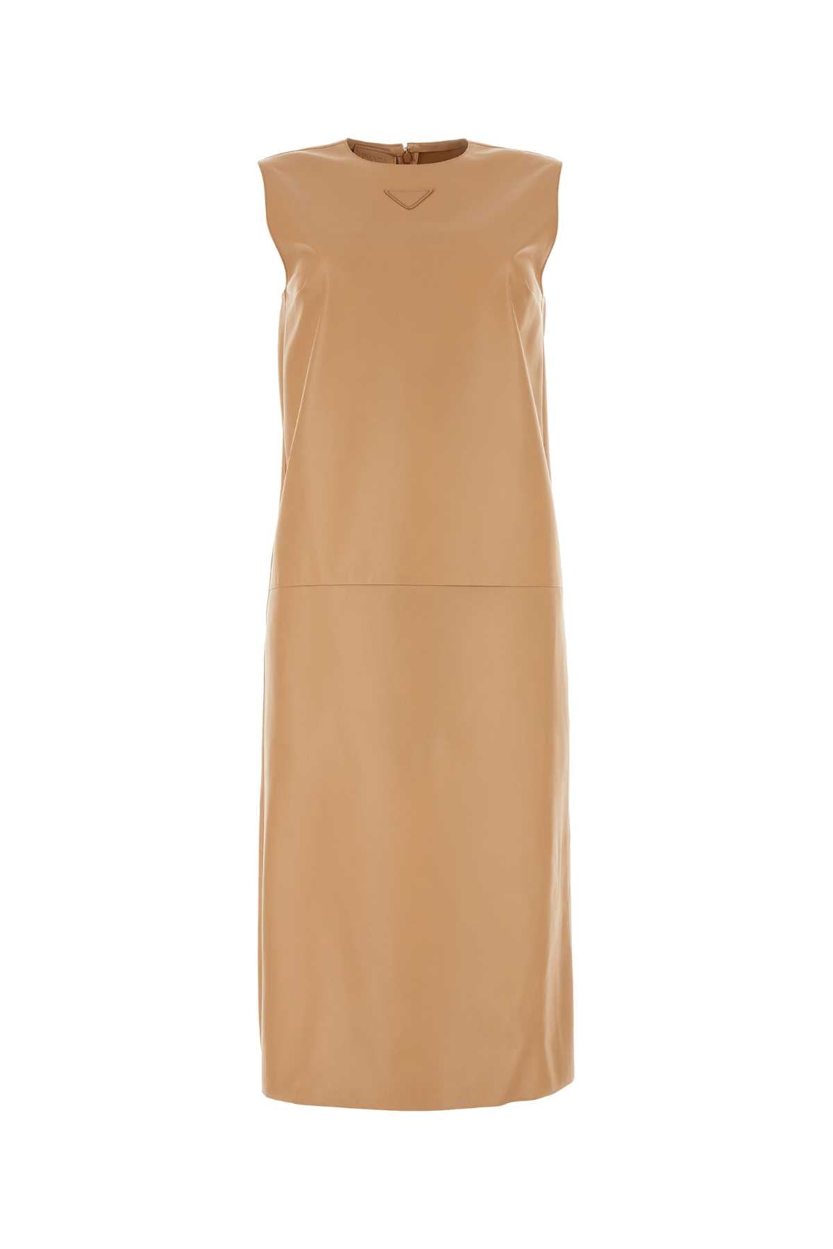 Prada Women Skin Pink Nappa Leather Dress