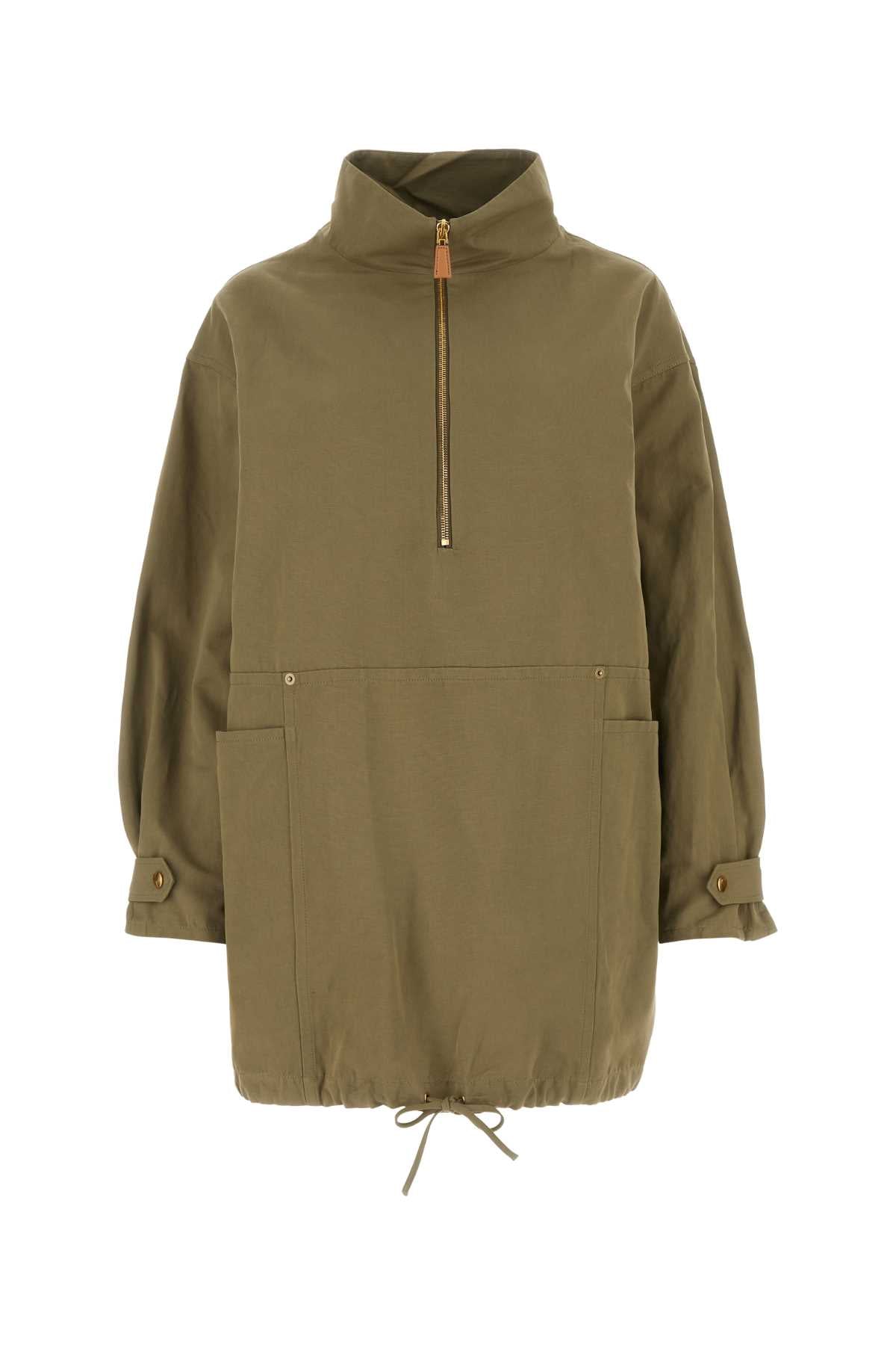 Prada Women Army Green Cotton Blend Dress