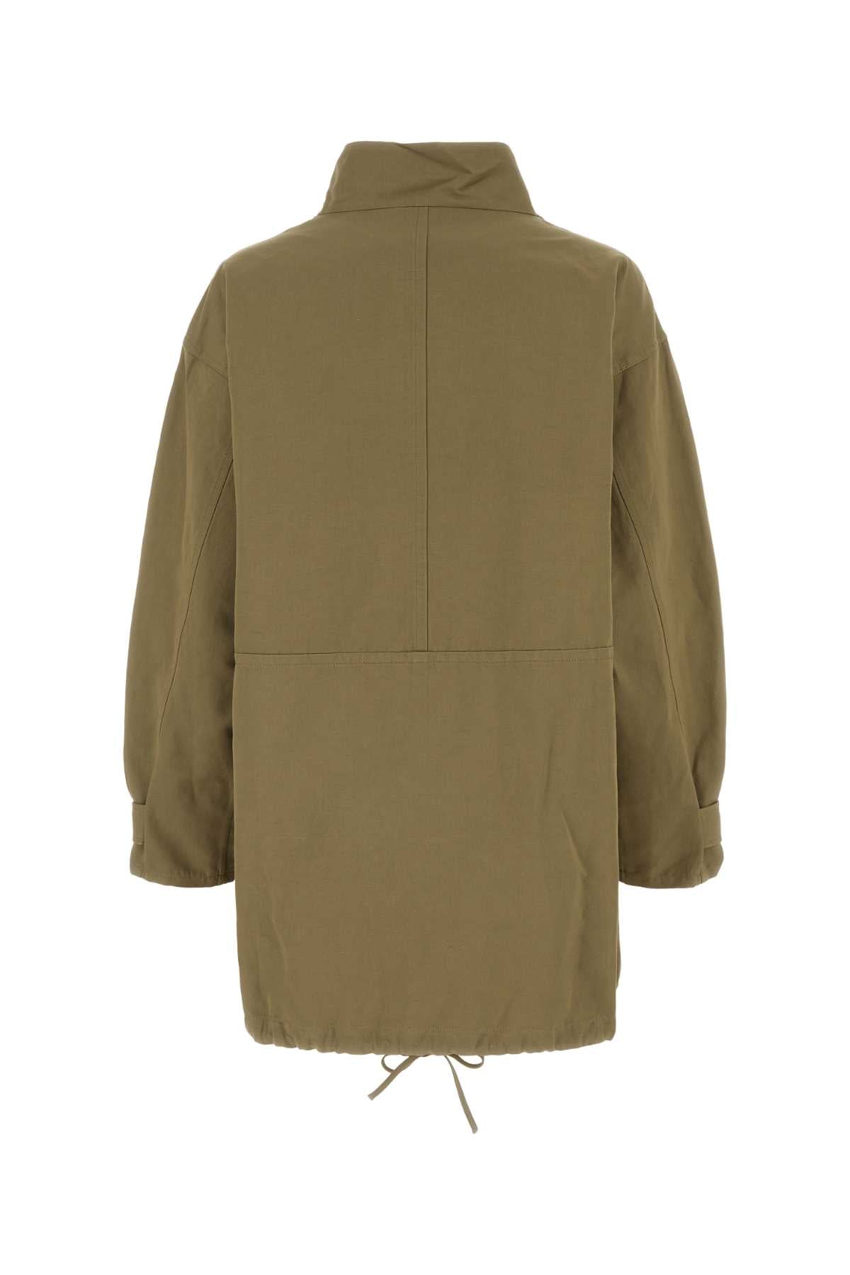 Prada Women Army Green Cotton Blend Dress