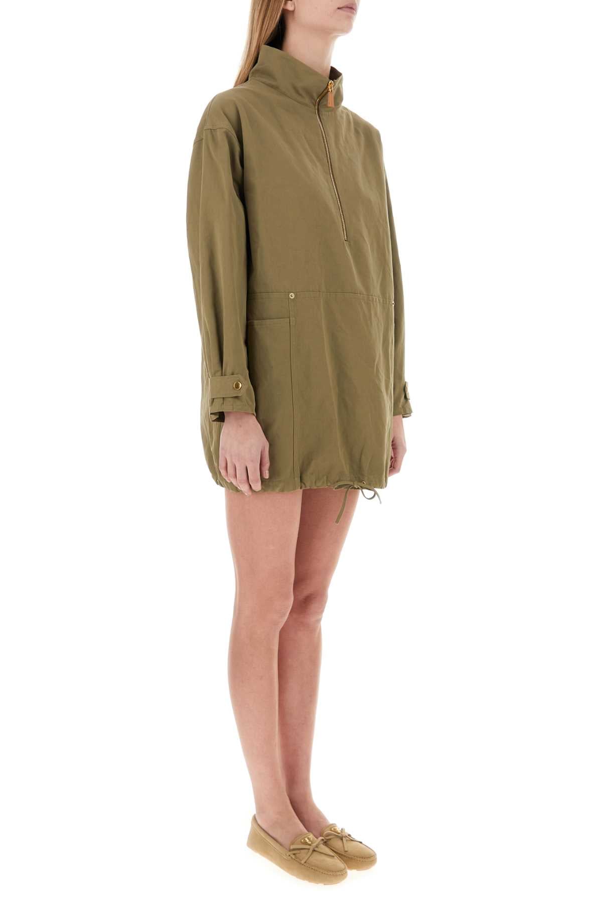Prada Women Army Green Cotton Blend Dress