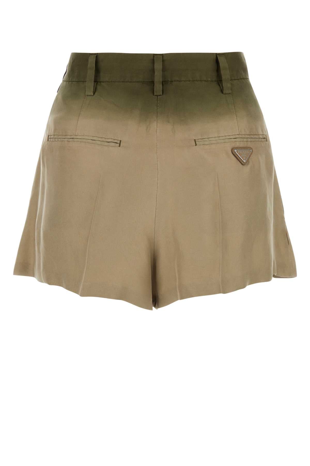 Prada Women Sage Green Silk Shorts