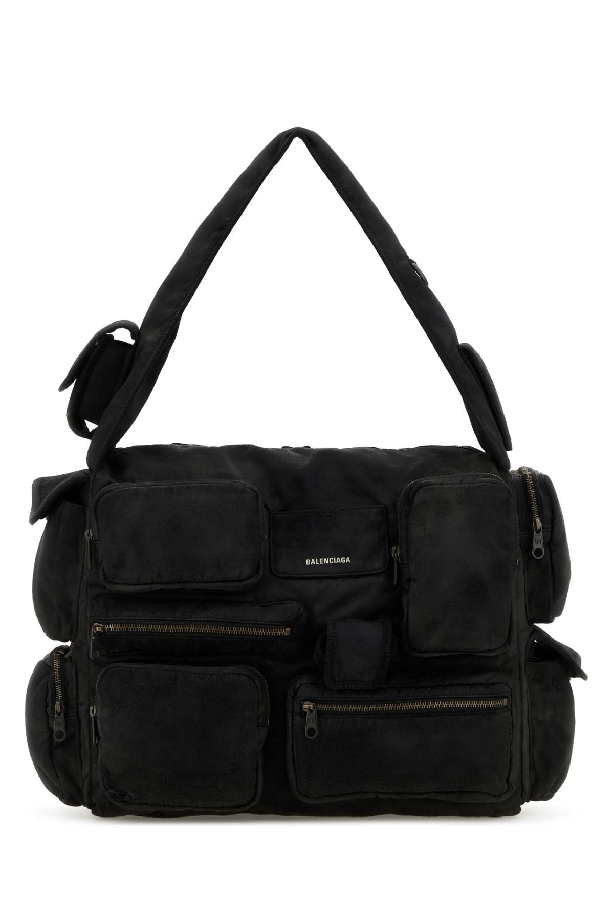 Balenciaga Men Black Canvas Large Superbusy Shoulder Bag