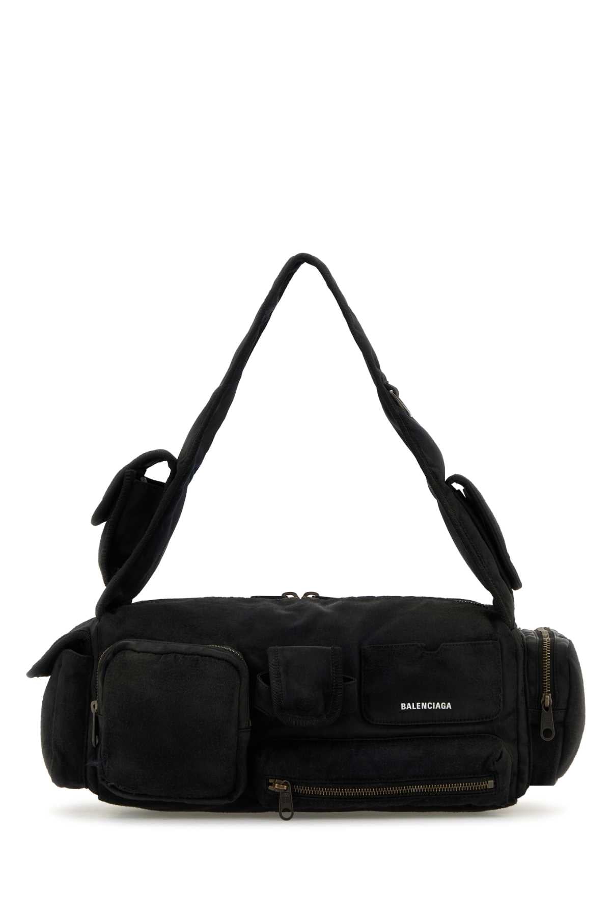 Balenciaga Men Black Nylon Superbusy S Shoulder Bag