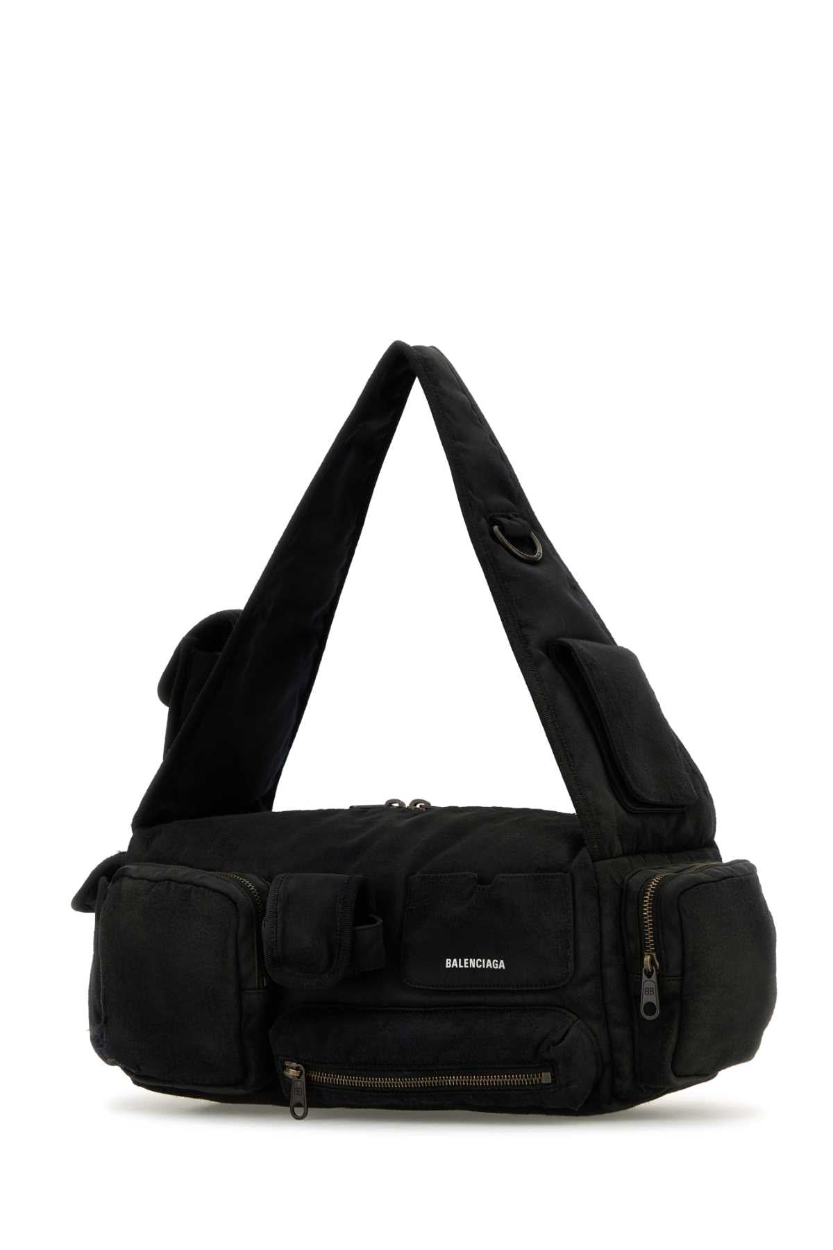 Balenciaga Men Black Nylon Superbusy S Shoulder Bag