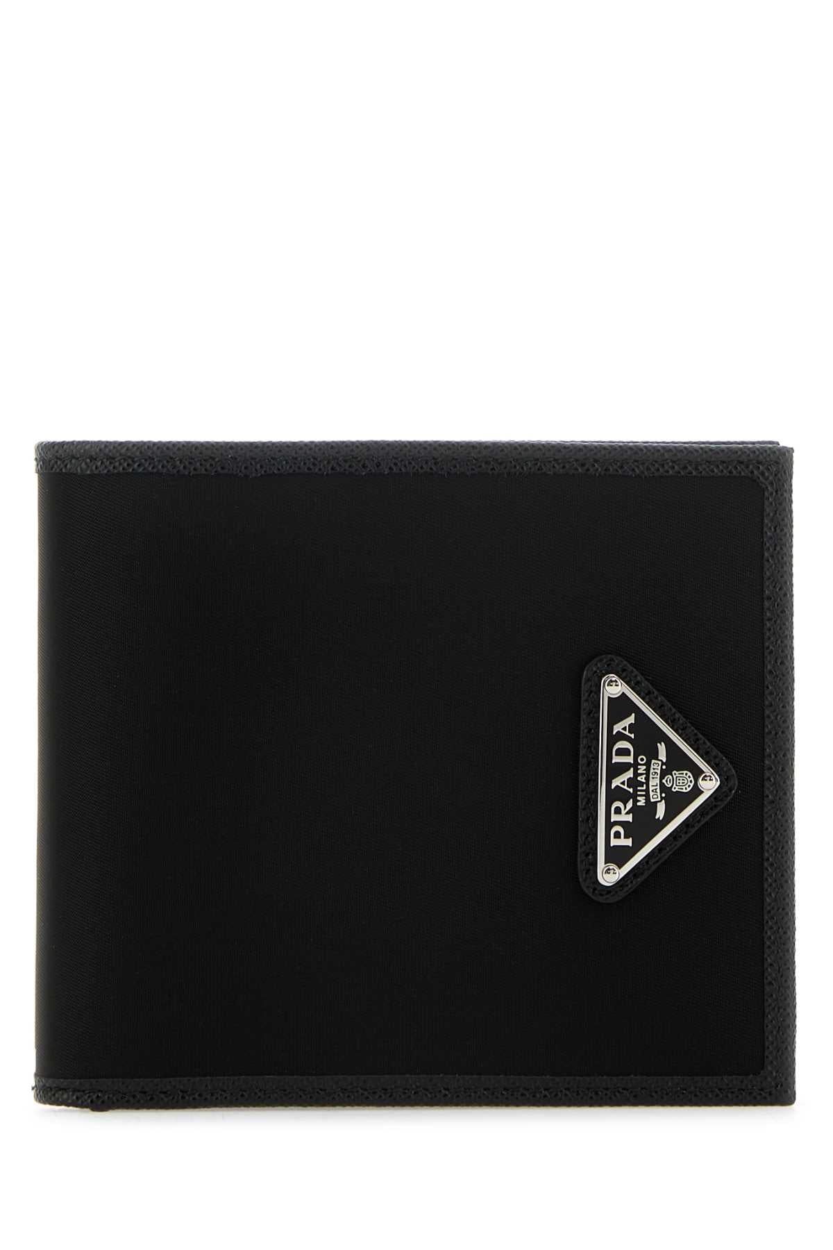 Prada Men Black Fabric And Leather Wallet
