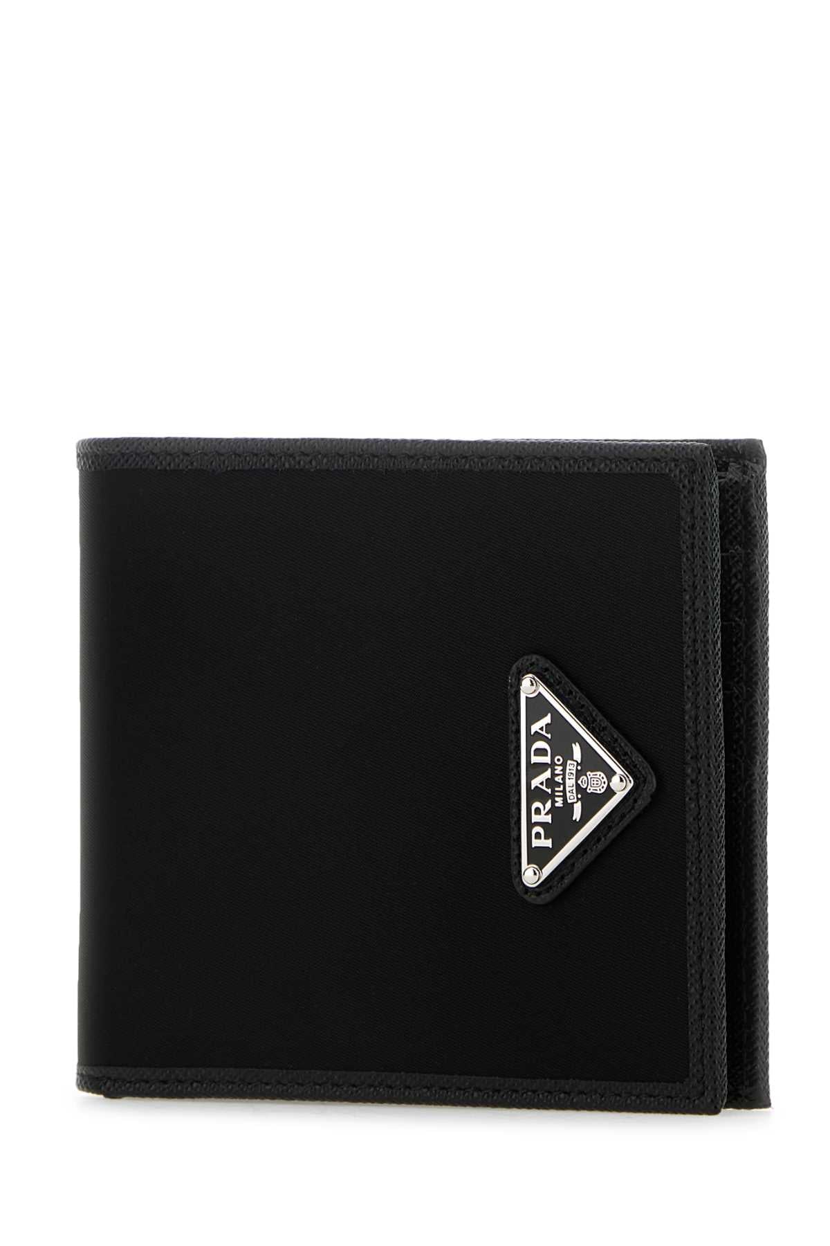 Prada Men Black Fabric And Leather Wallet