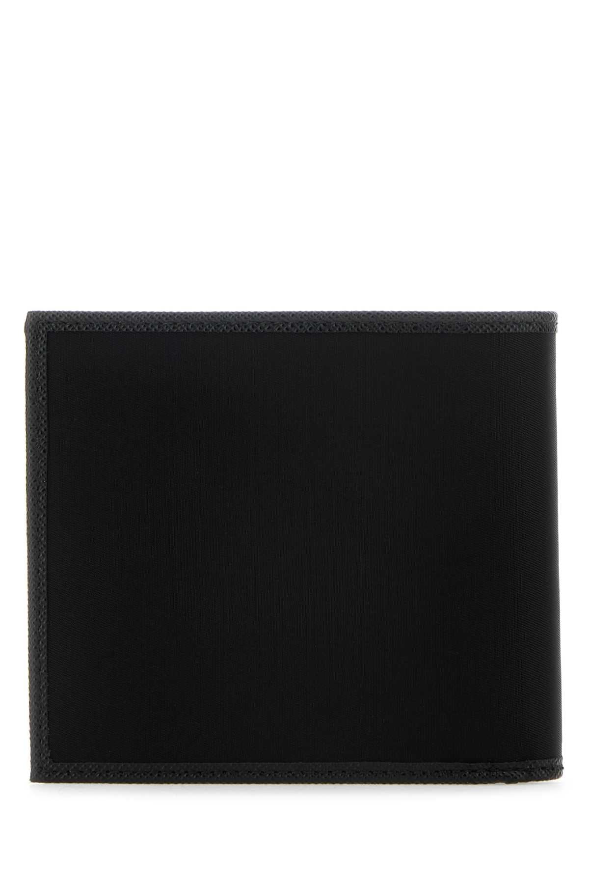 Prada Men Black Fabric And Leather Wallet
