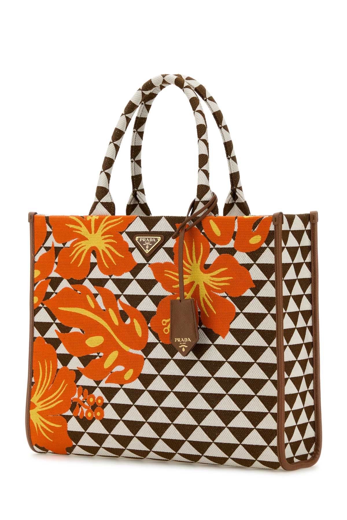 Prada Women Embroidered Fabric Large Symbole Shopping Bag