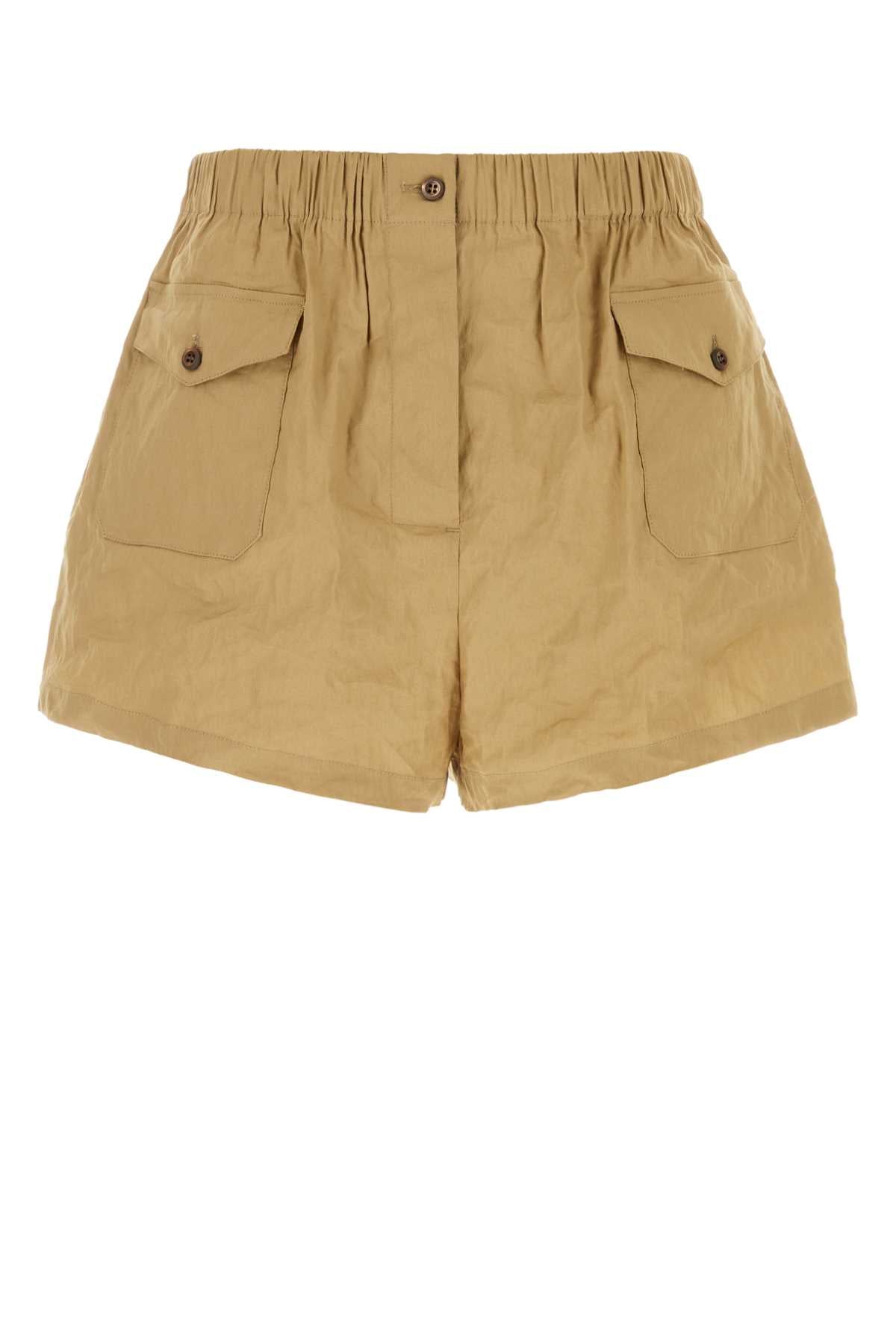 Prada Women Camel Stretch Cotton Blend Shorts