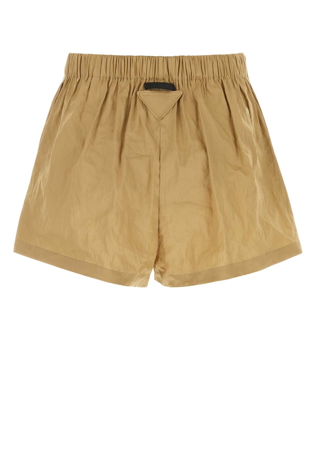 Prada Women Camel Stretch Cotton Blend Shorts