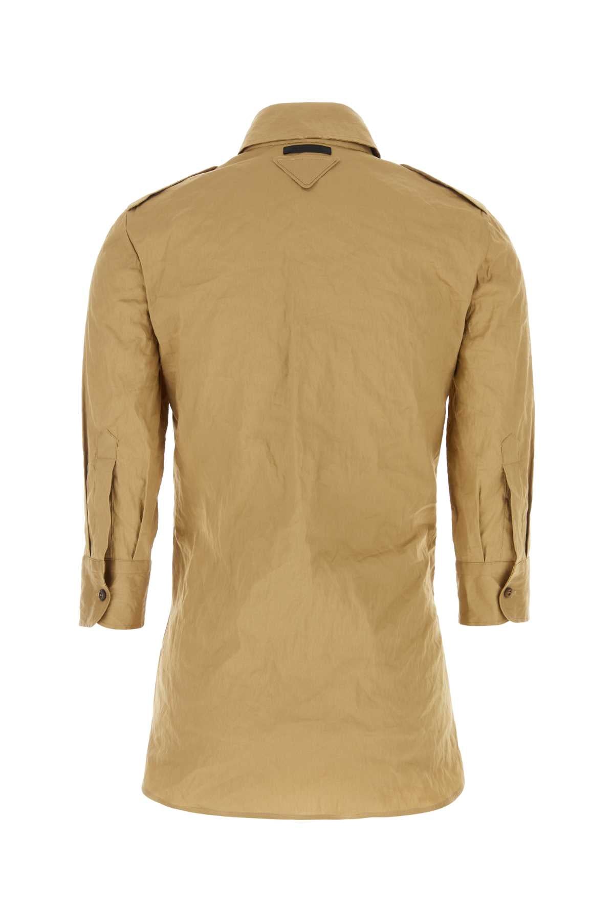 Prada Women Camel Stretch Poplin Shirt
