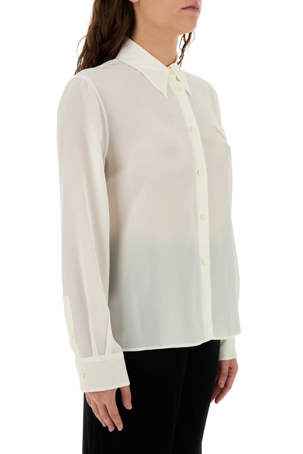 Prada Women White Silk Shirt