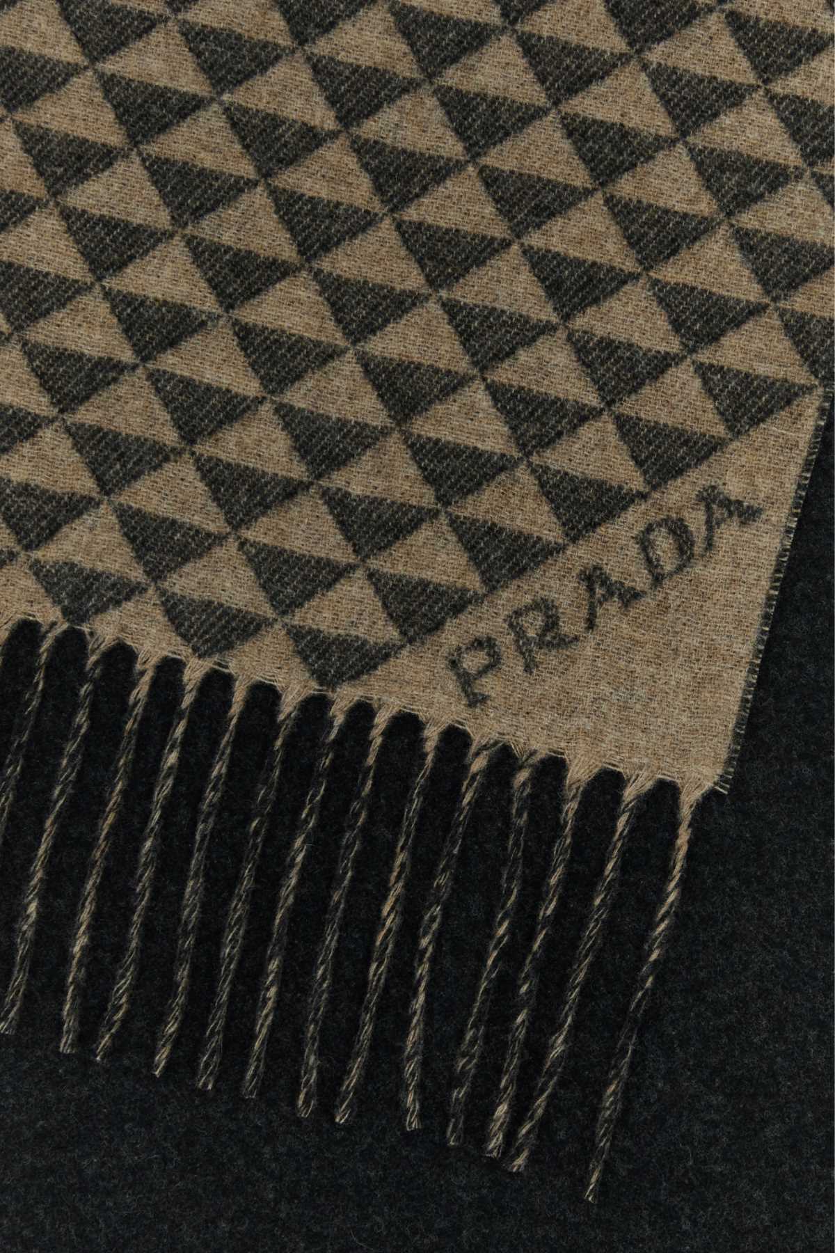Prada Men Embroidered Wool Blend Scarf