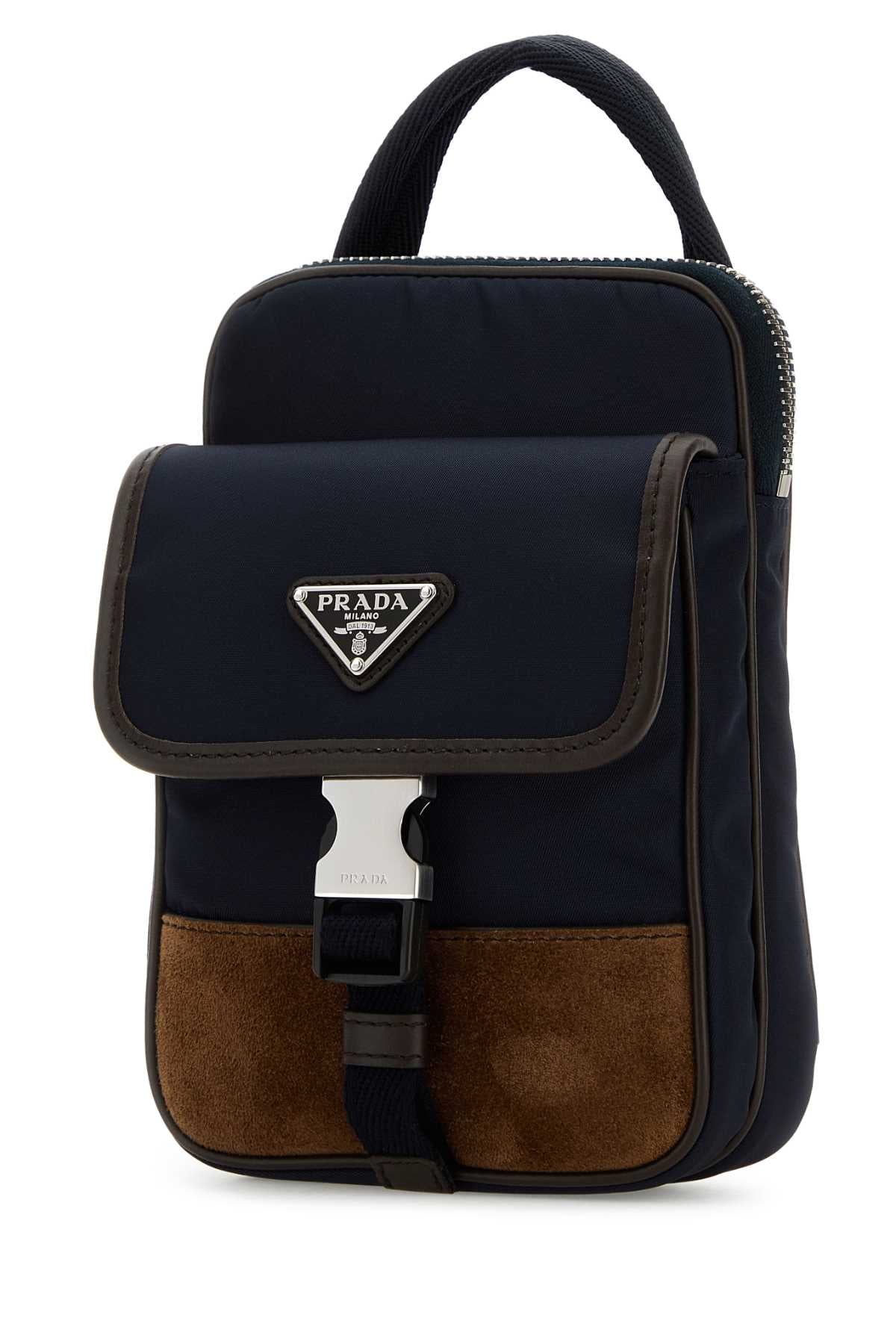 Prada Men Two-Tone Nylon And Suede Phone Case