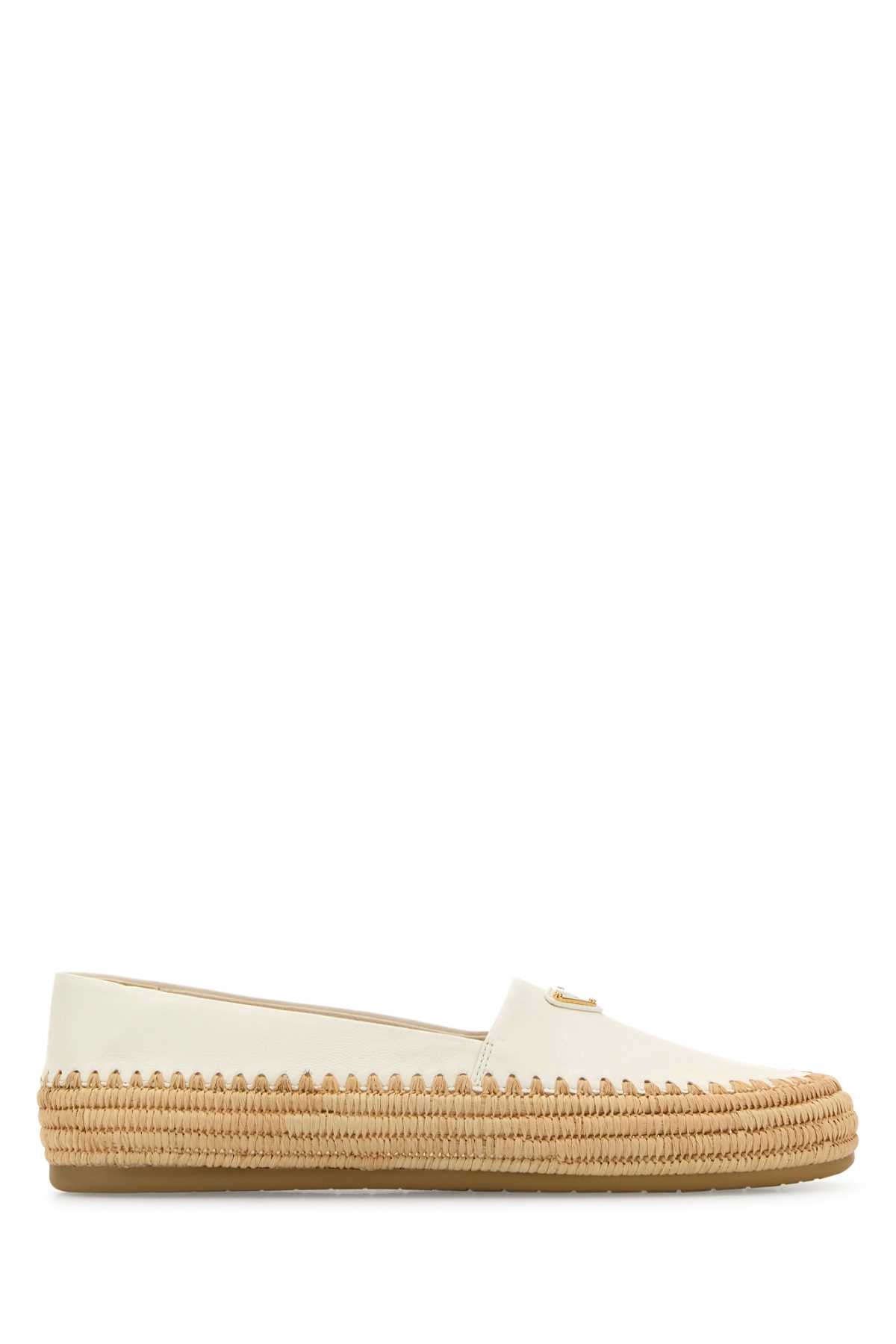 Prada Women White Leather Espadrilles