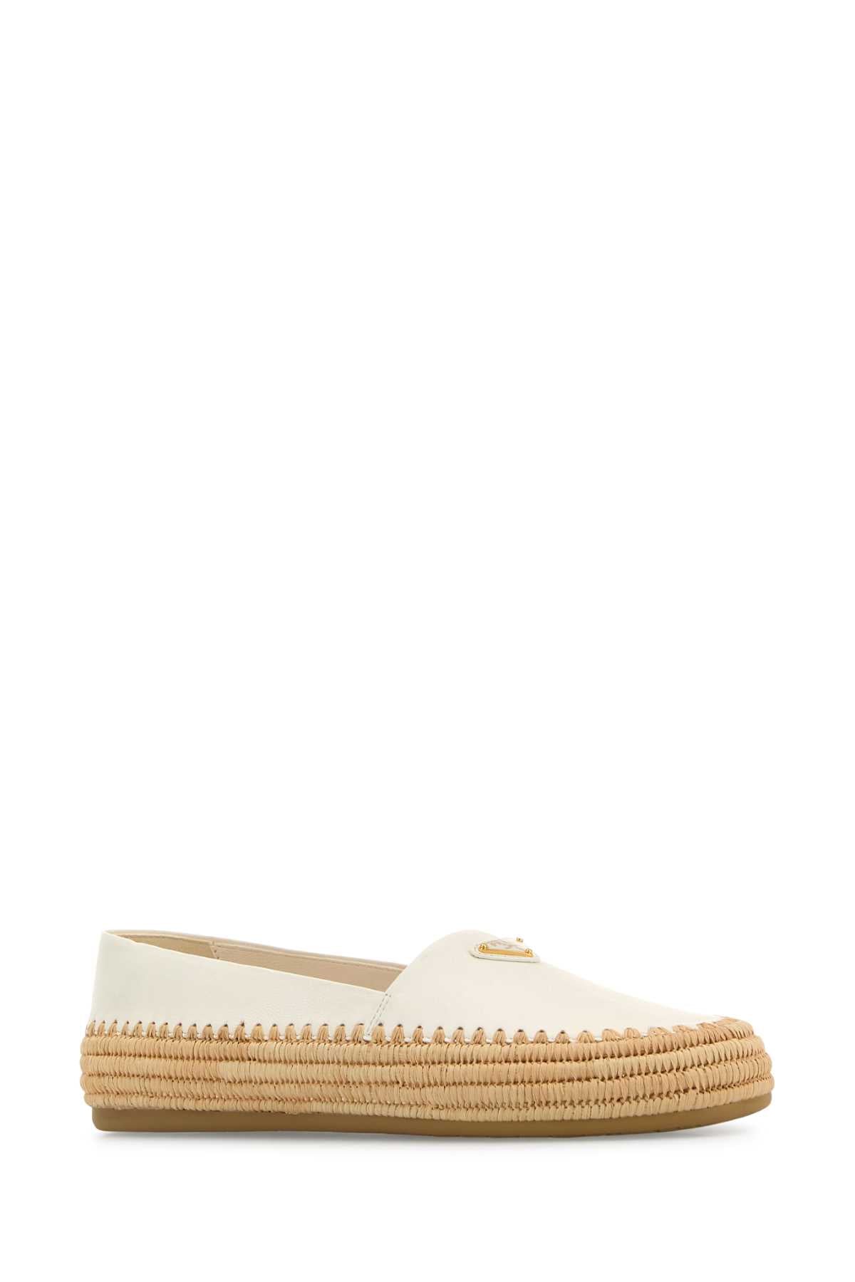 Prada Women White Leather Espadrilles
