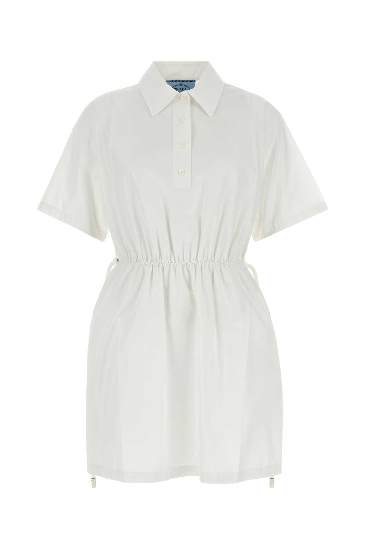 Prada Women White Poplin Shirt Dress