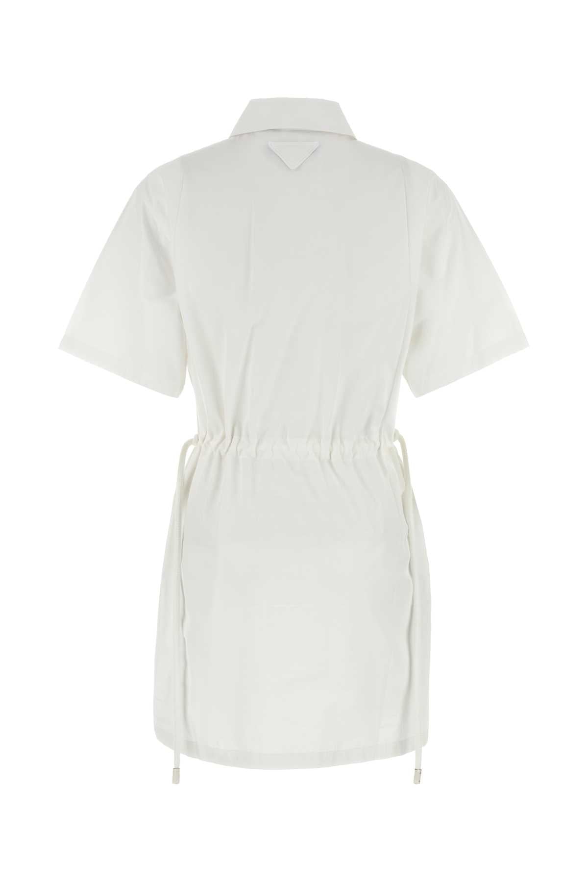 Prada Women White Poplin Shirt Dress