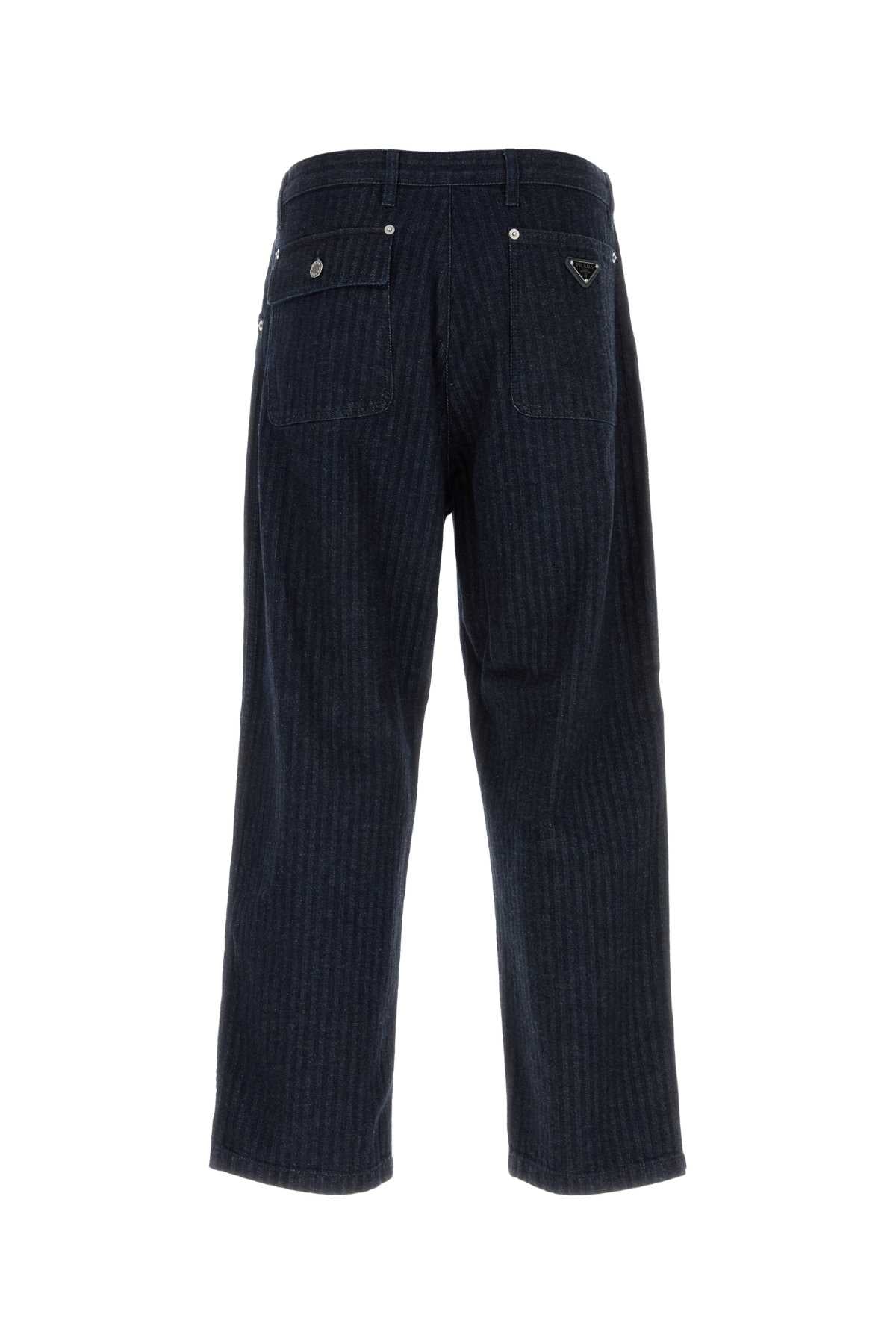 Prada Men Embroidered Denim Jeans