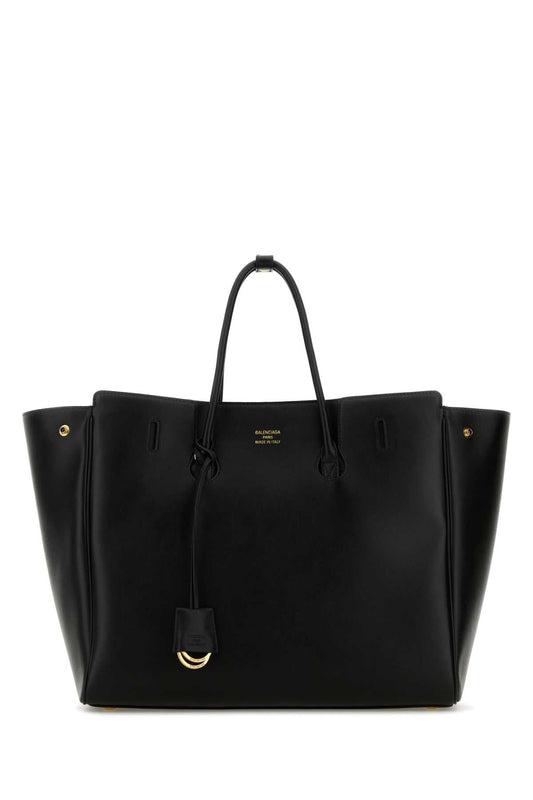 Balenciaga Women Black Leather Carry All Hampton Shopping Bag