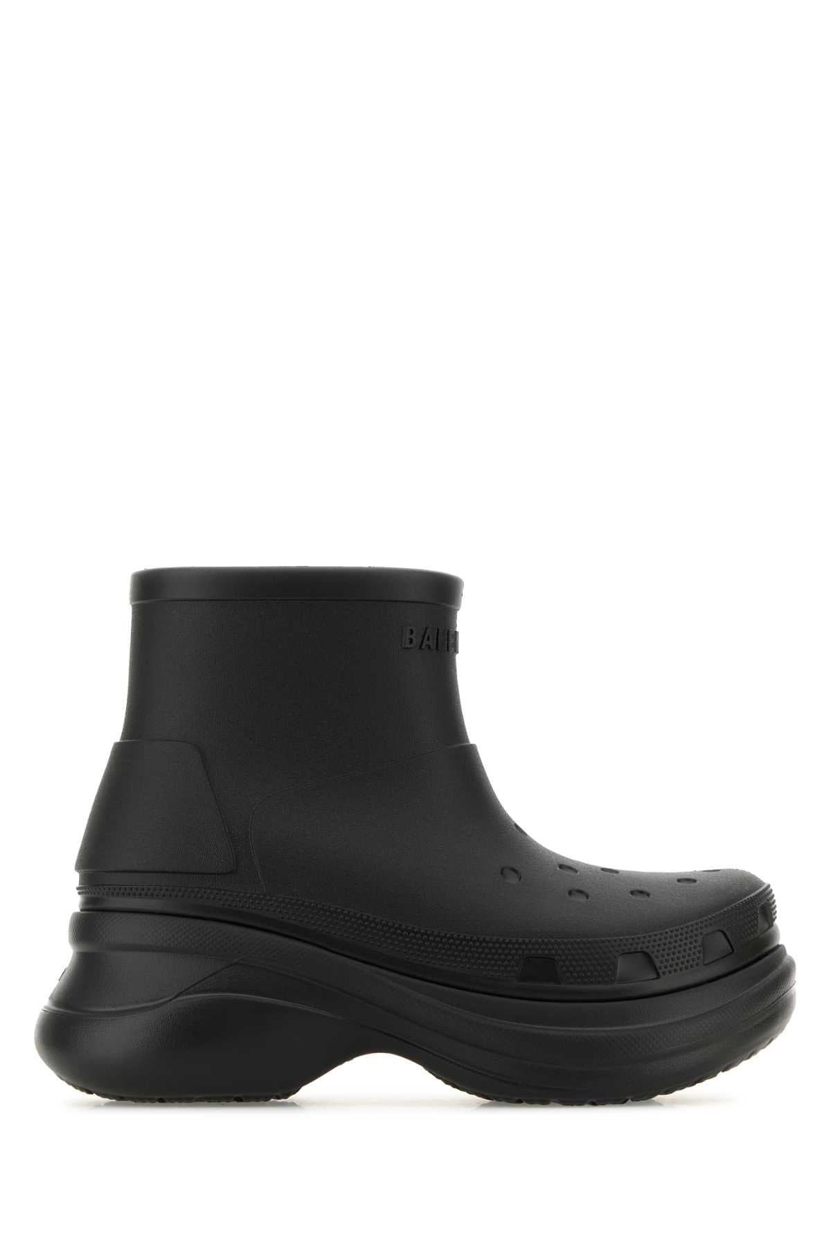 Balenciaga Women Black Rubber Balenciaga X Crocsâ„¢ Ankle Boots