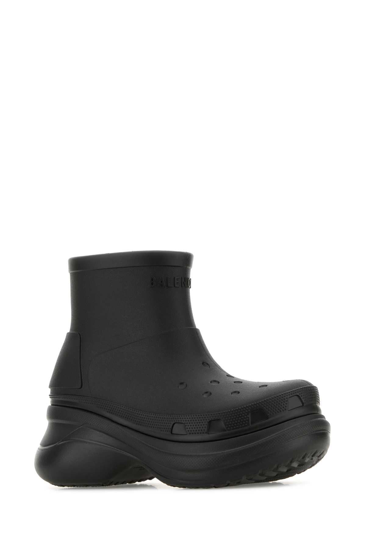Balenciaga Women Black Rubber Balenciaga X Crocsâ„¢ Ankle Boots