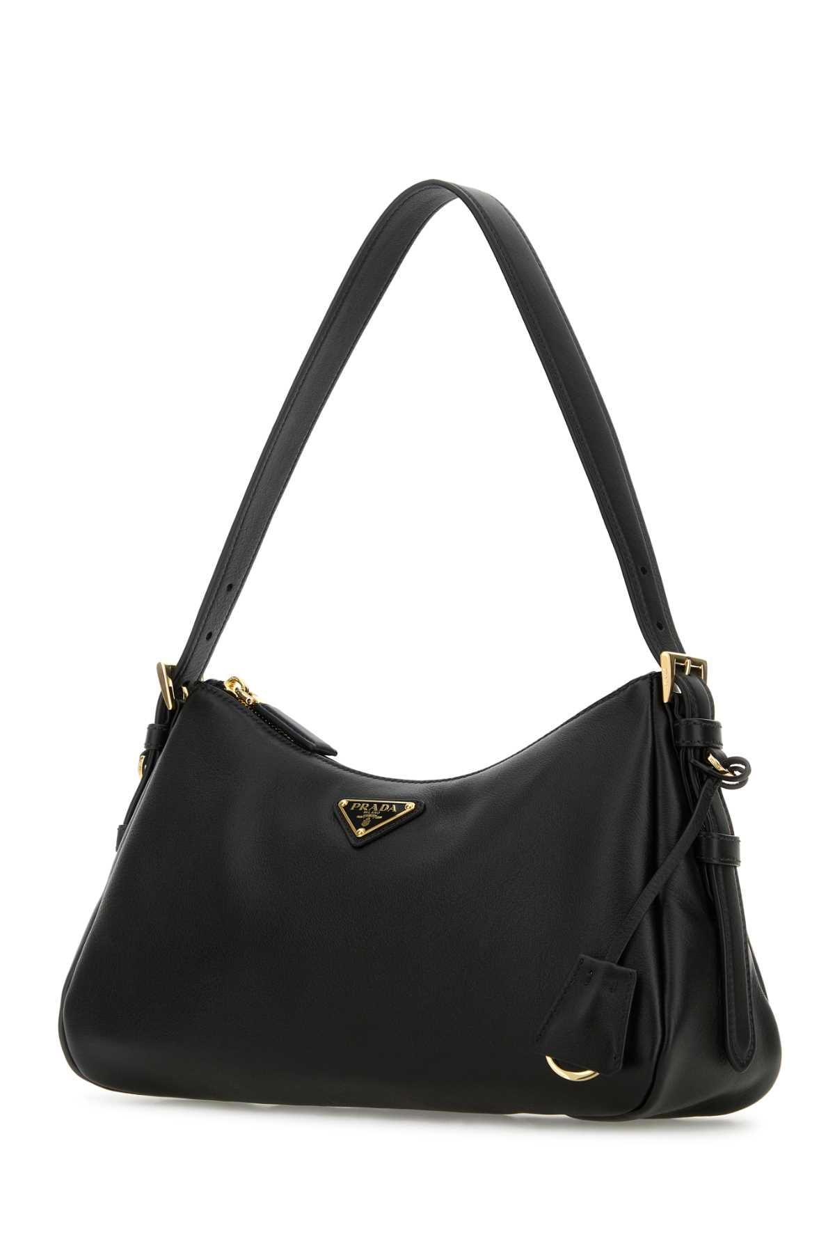Prada Women Black Leather Medium Aimee Shoulder Bag